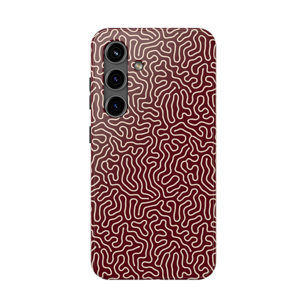Crimson Reverie | Burgundy Abstract Line Phone Case