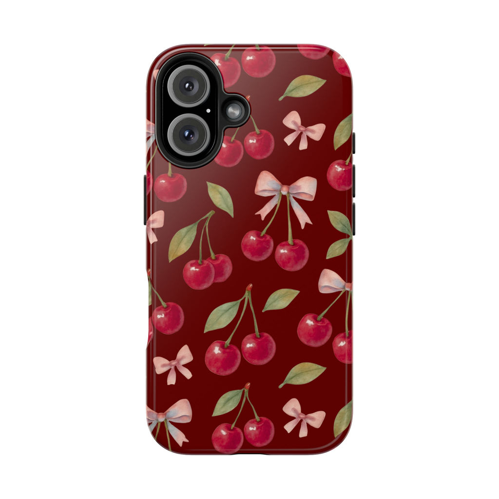 Cherry Kiss | Cherry Bow Print Tough Phone Case