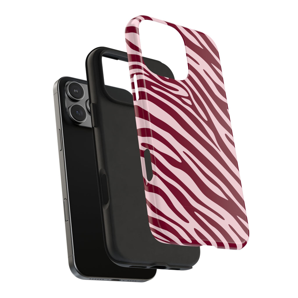 Velvet Zebra | Burgundy Zebra Print Tough Phone Case