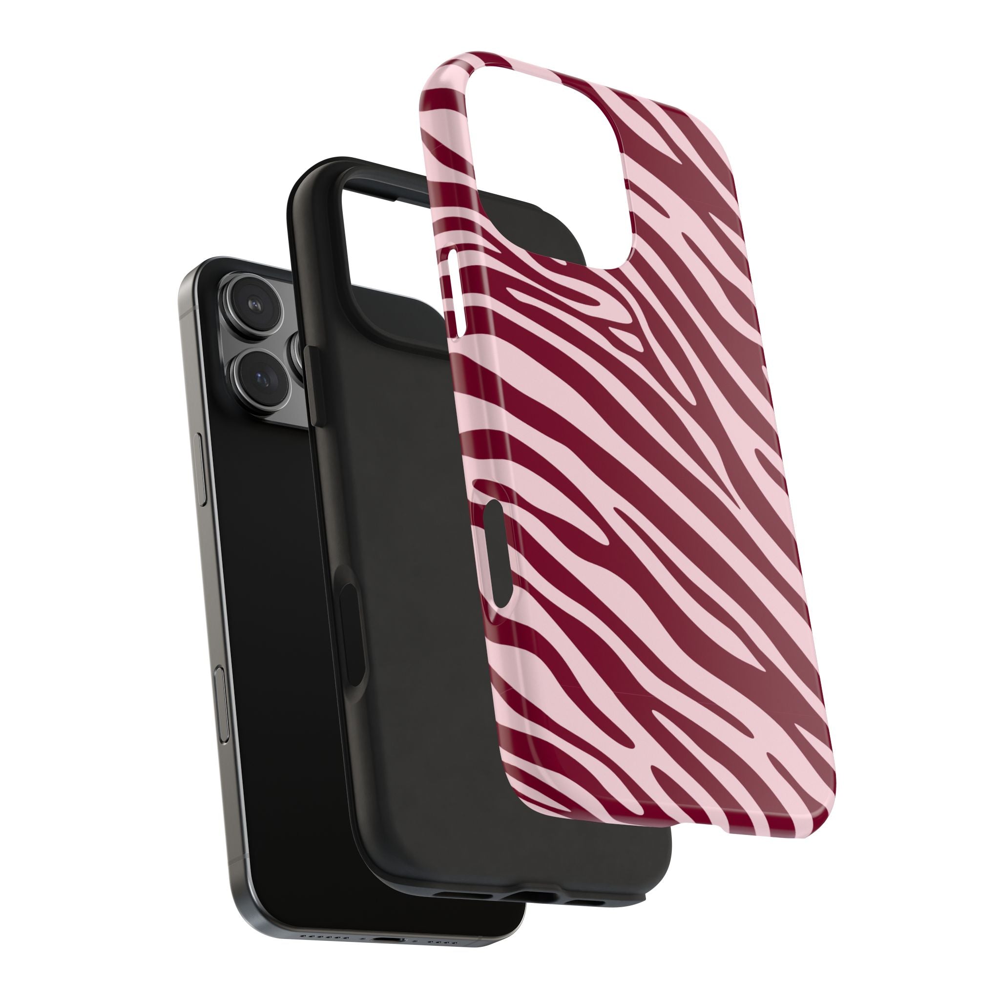 Velvet Zebra | Burgundy Zebra Print Tough Phone Case