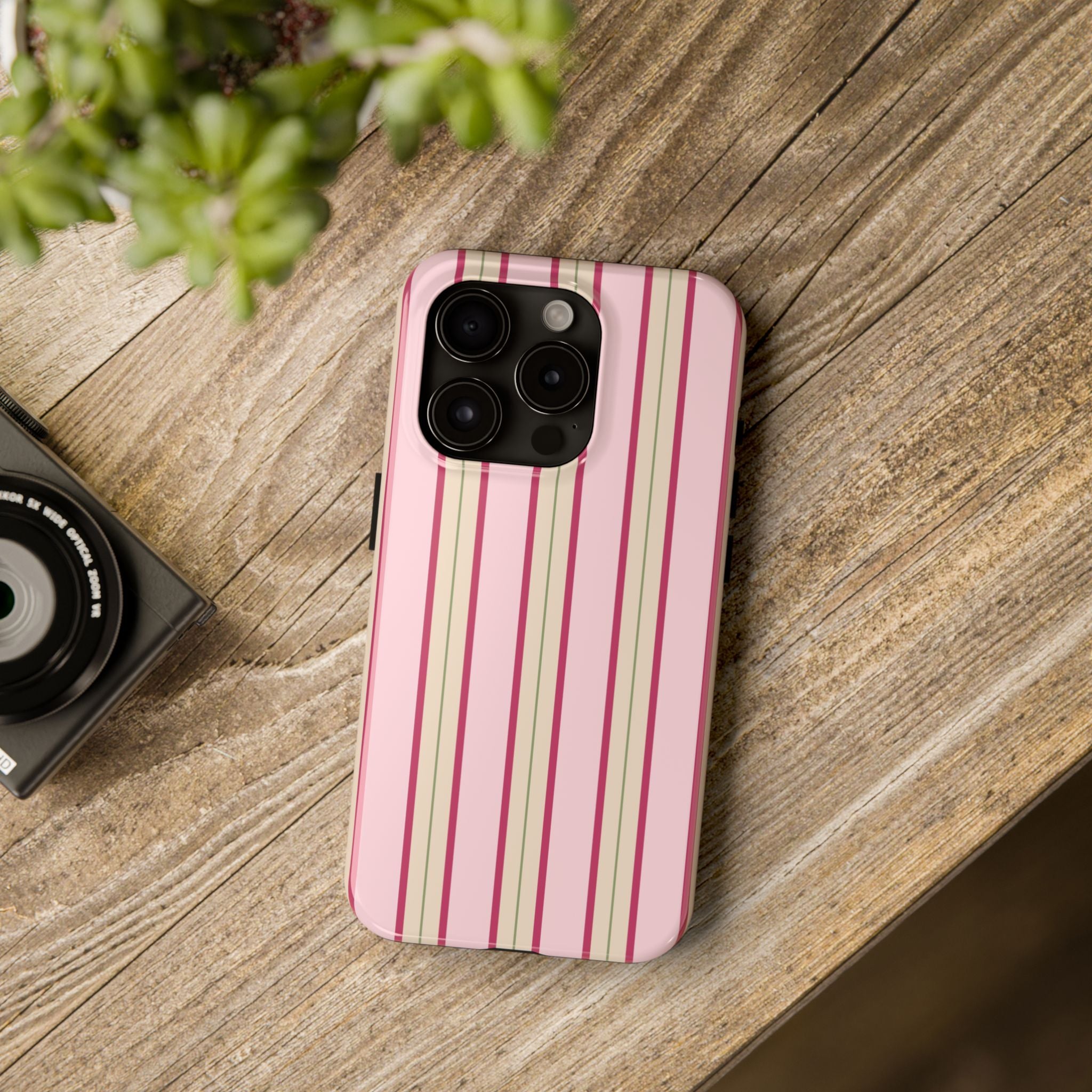 Blush Column | Pink & Burgundy Stripe Tough Phone Case