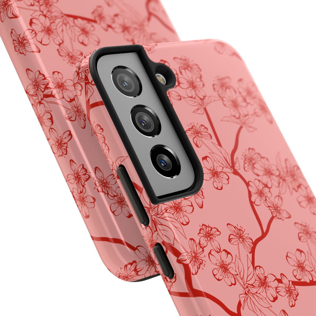 Maroon & Blush Striped Tough Phone Case — Durable Protective iPhone Cover