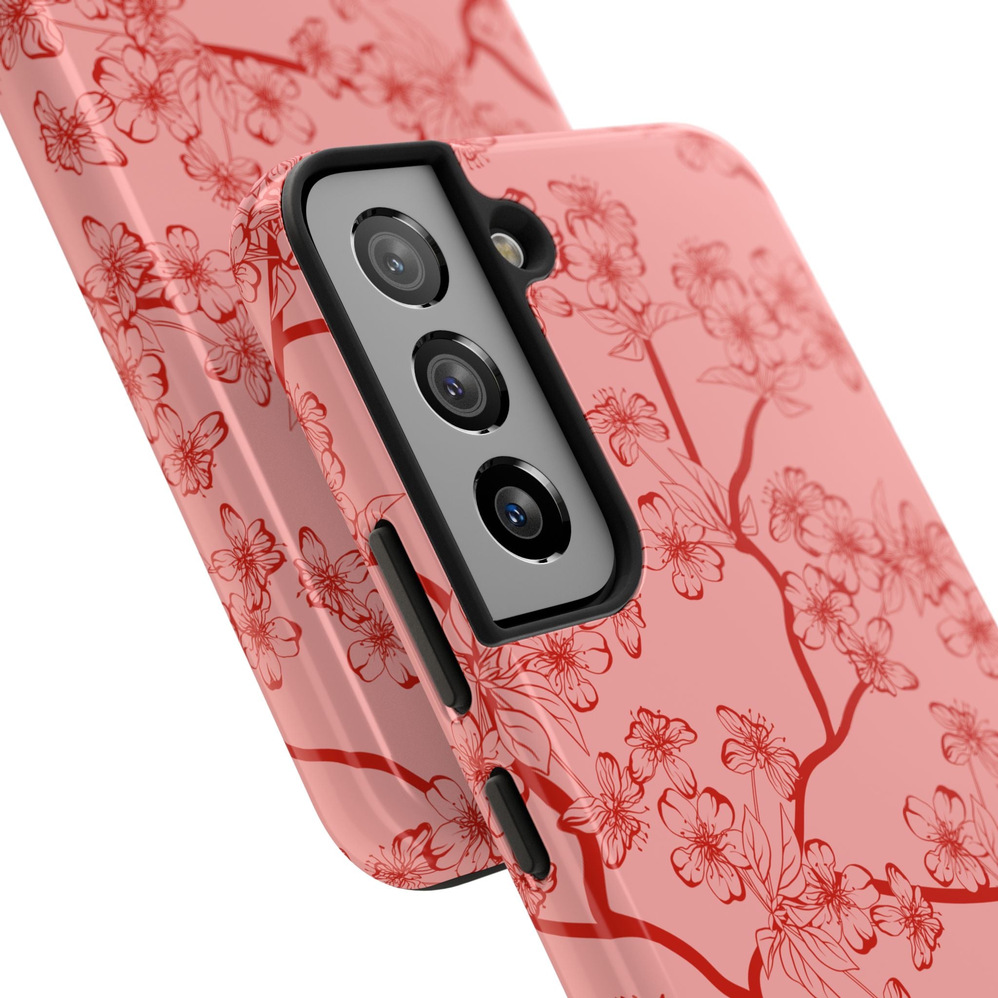 Maroon & Blush Striped Tough Phone Case — Durable Protective iPhone Cover