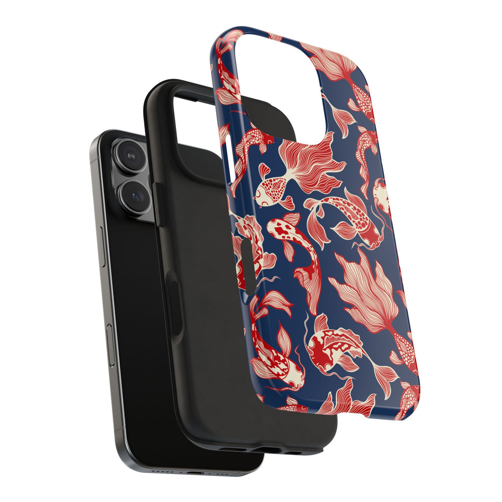 Maroon & Blush Striped Tough Phone Case — Durable Protective iPhone Cover