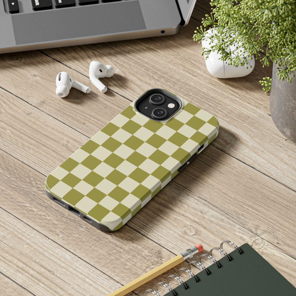 Maroon & Blush Striped Tough Phone Case — Durable Protective iPhone Cover