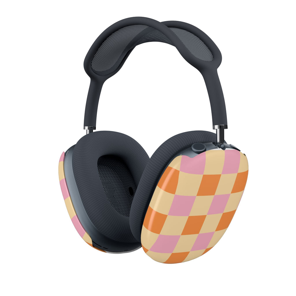 Sunwash Check | Peach, Pink & Orange Grid AirPods Max Case