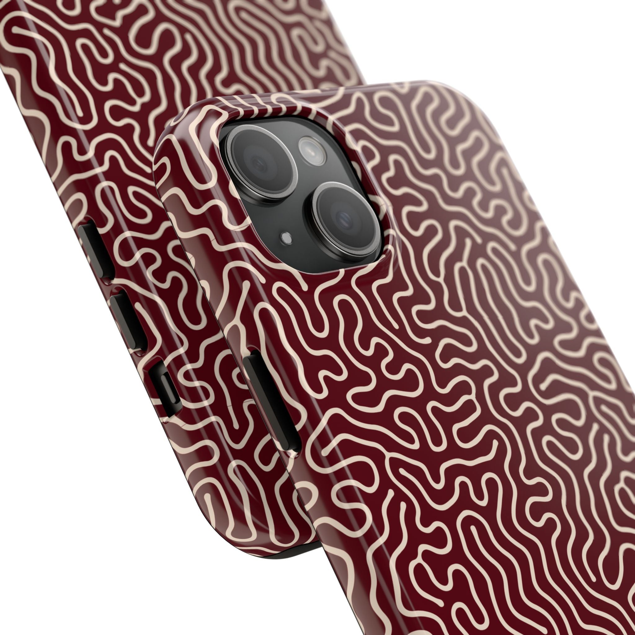 Crimson Reverie | Burgundy Abstract Line Phone Case