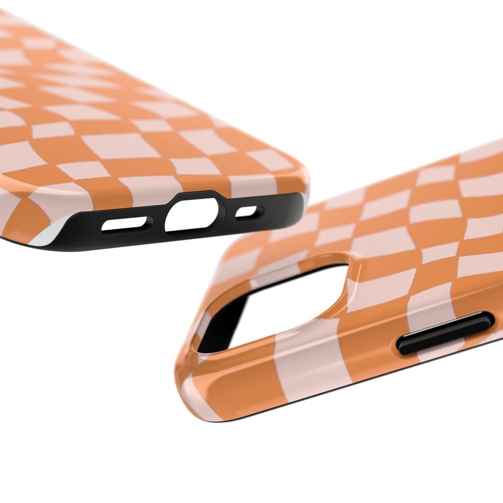 Warped Summer | Orange Wavy Checker Phone Case