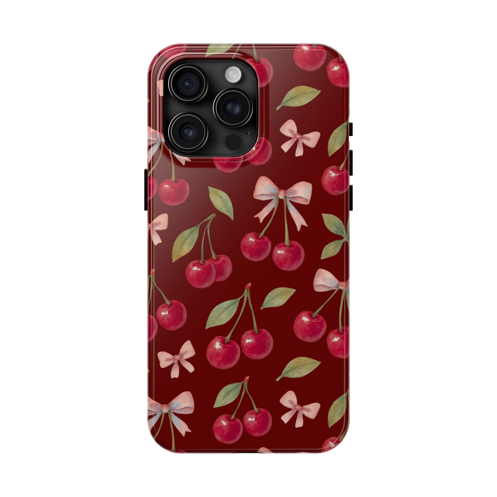 Cherry Kiss | Cherry Bow Print Tough Phone Case