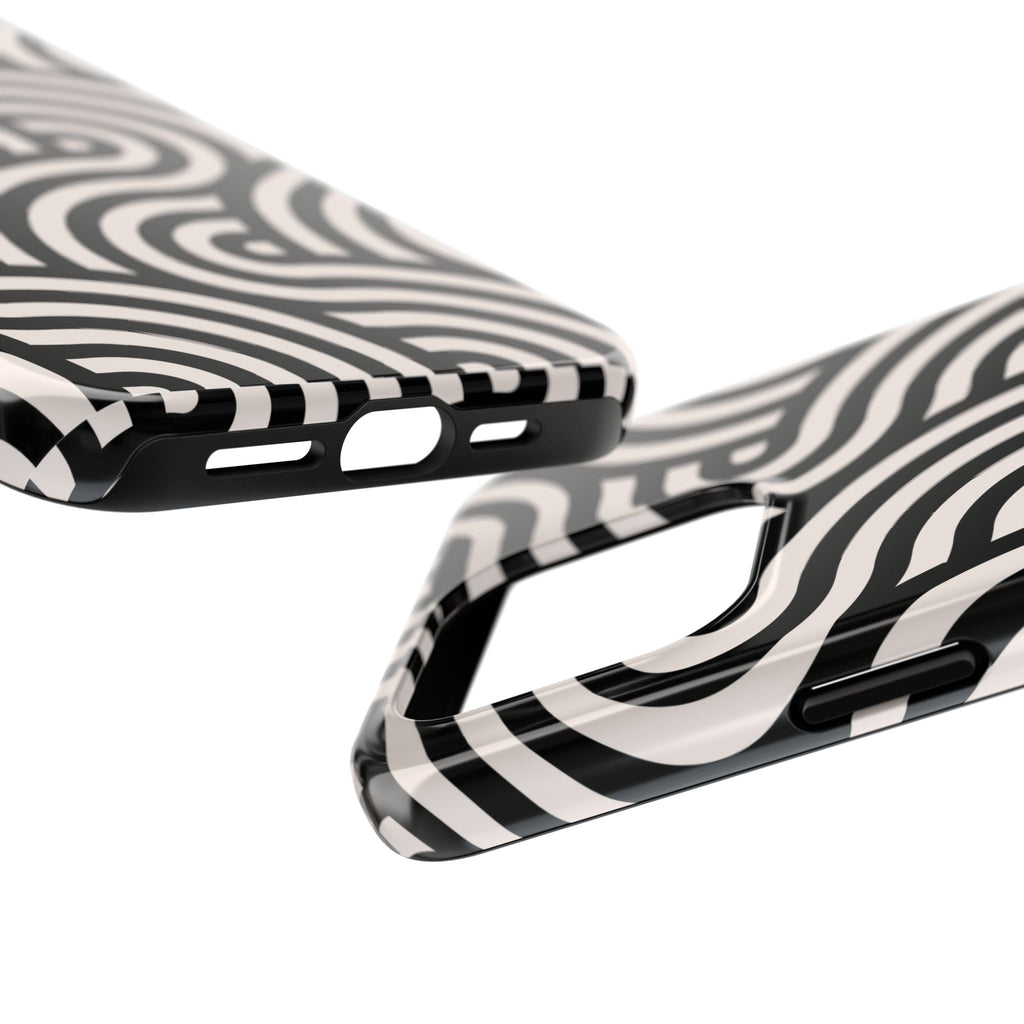 Maroon & Blush Striped Tough Phone Case — Durable Protective iPhone Cover