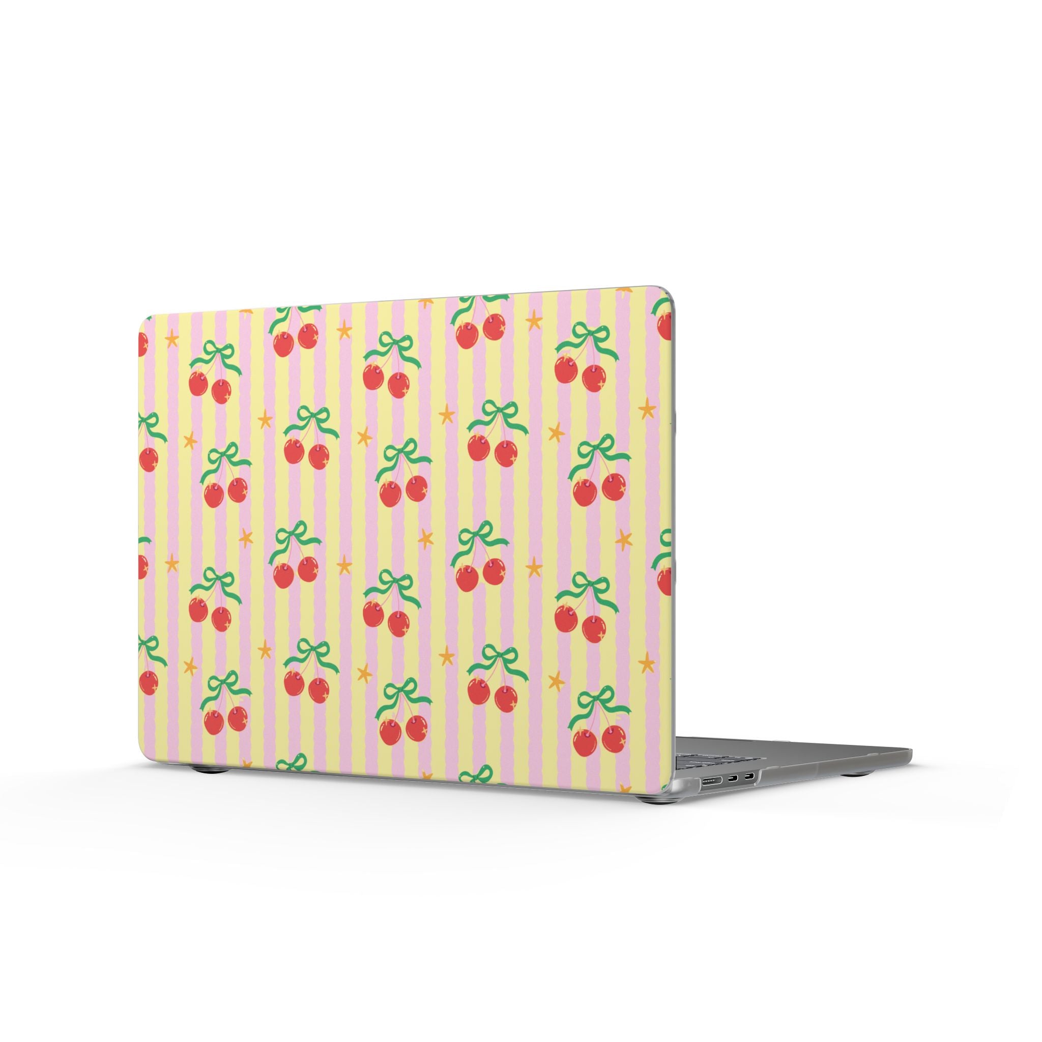 Cherry Ribbon | Pastel Cherry Stripe Laptop Sleeve