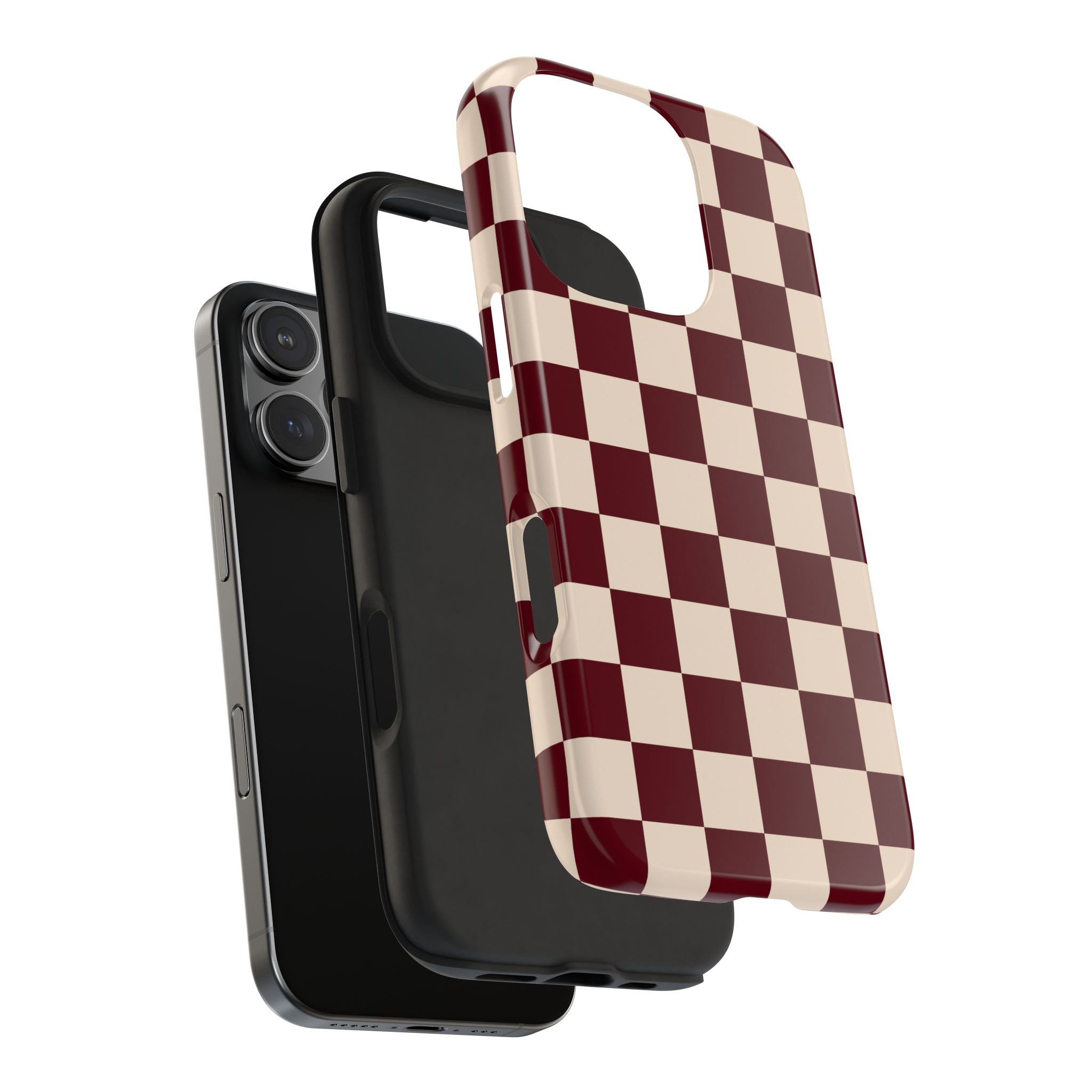Parlor Check | Burgundy & Cream Checker Phone Case