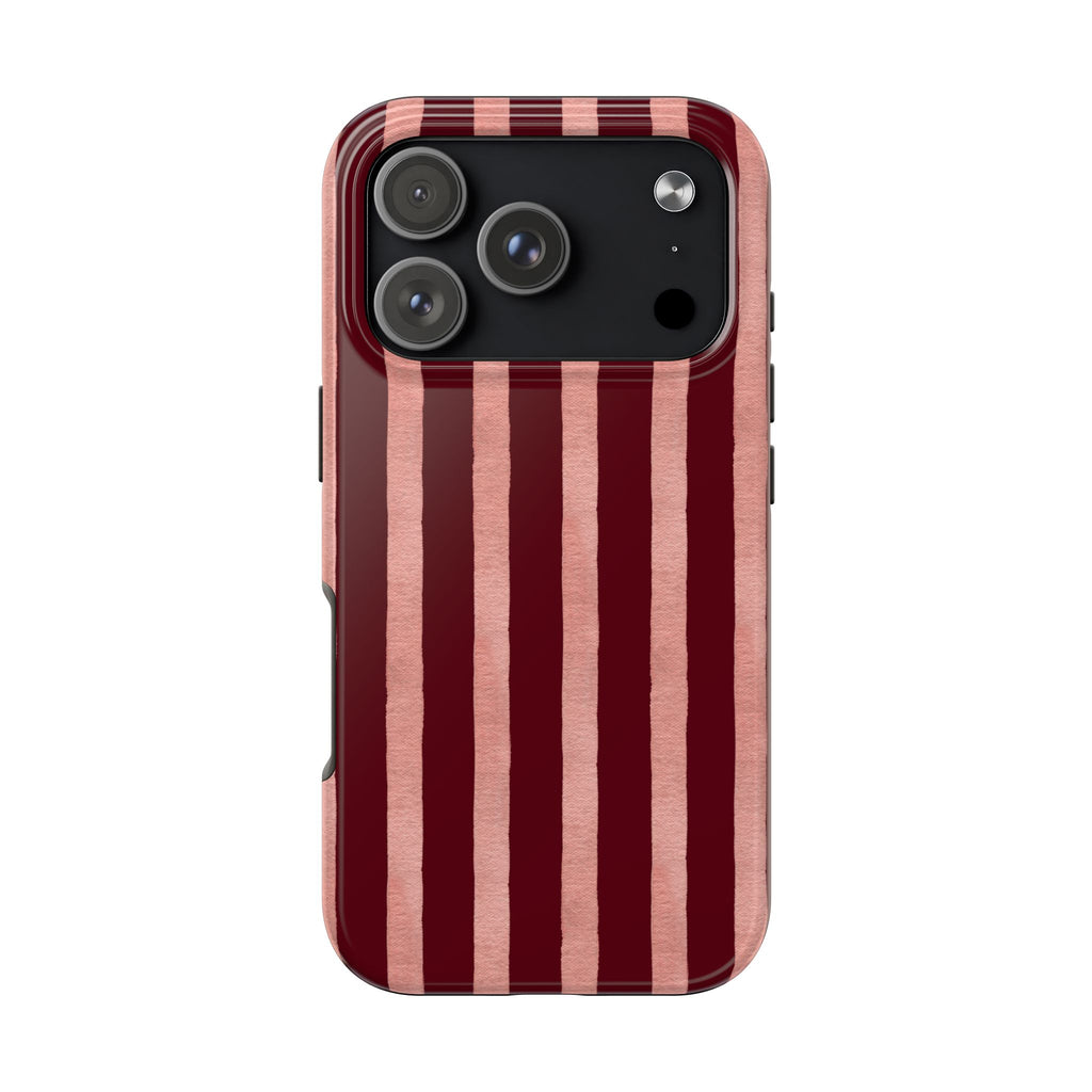 Blush Column | Burgundy & Soft Pink Stripe Phone Case