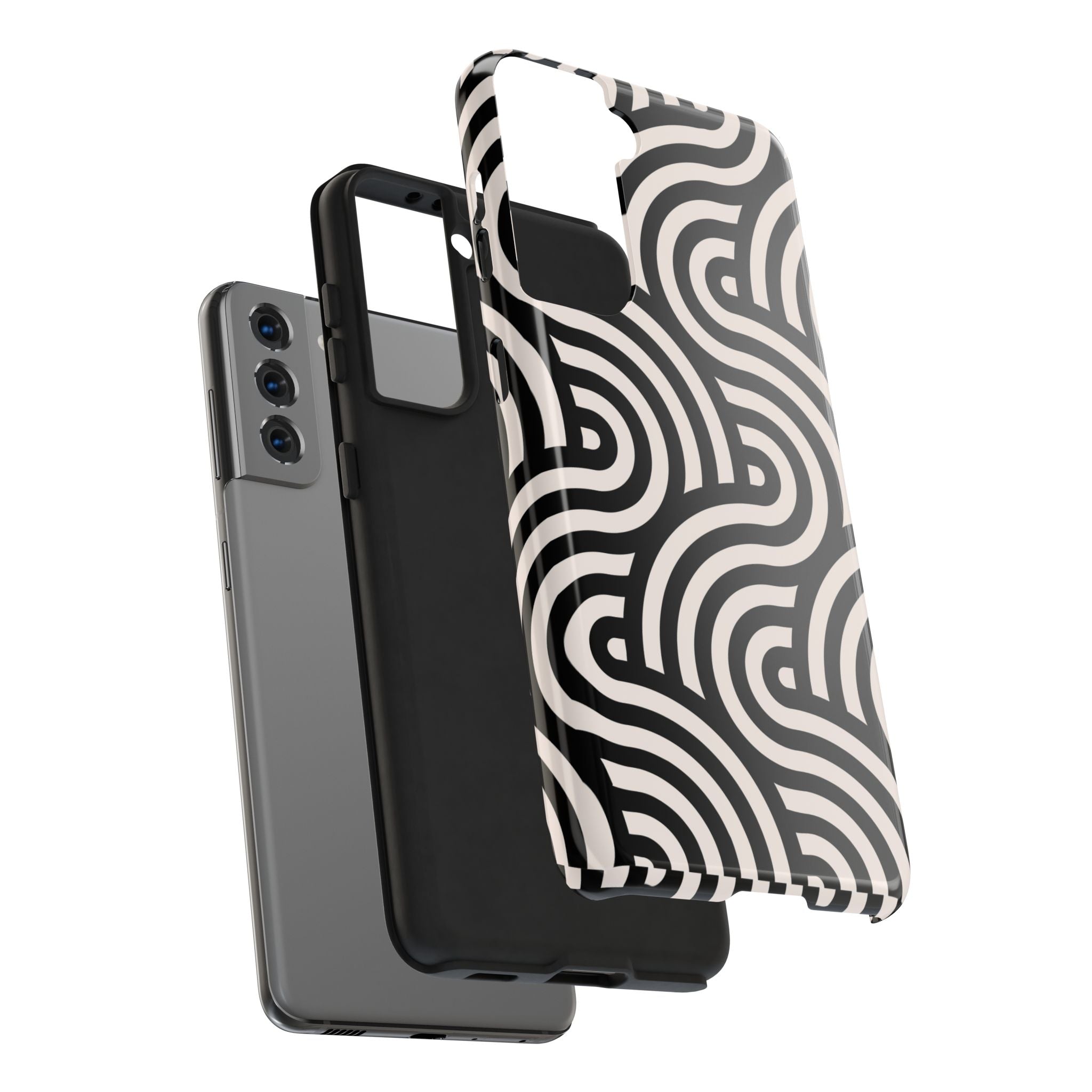 Maroon & Blush Striped Tough Phone Case — Durable Protective iPhone Cover