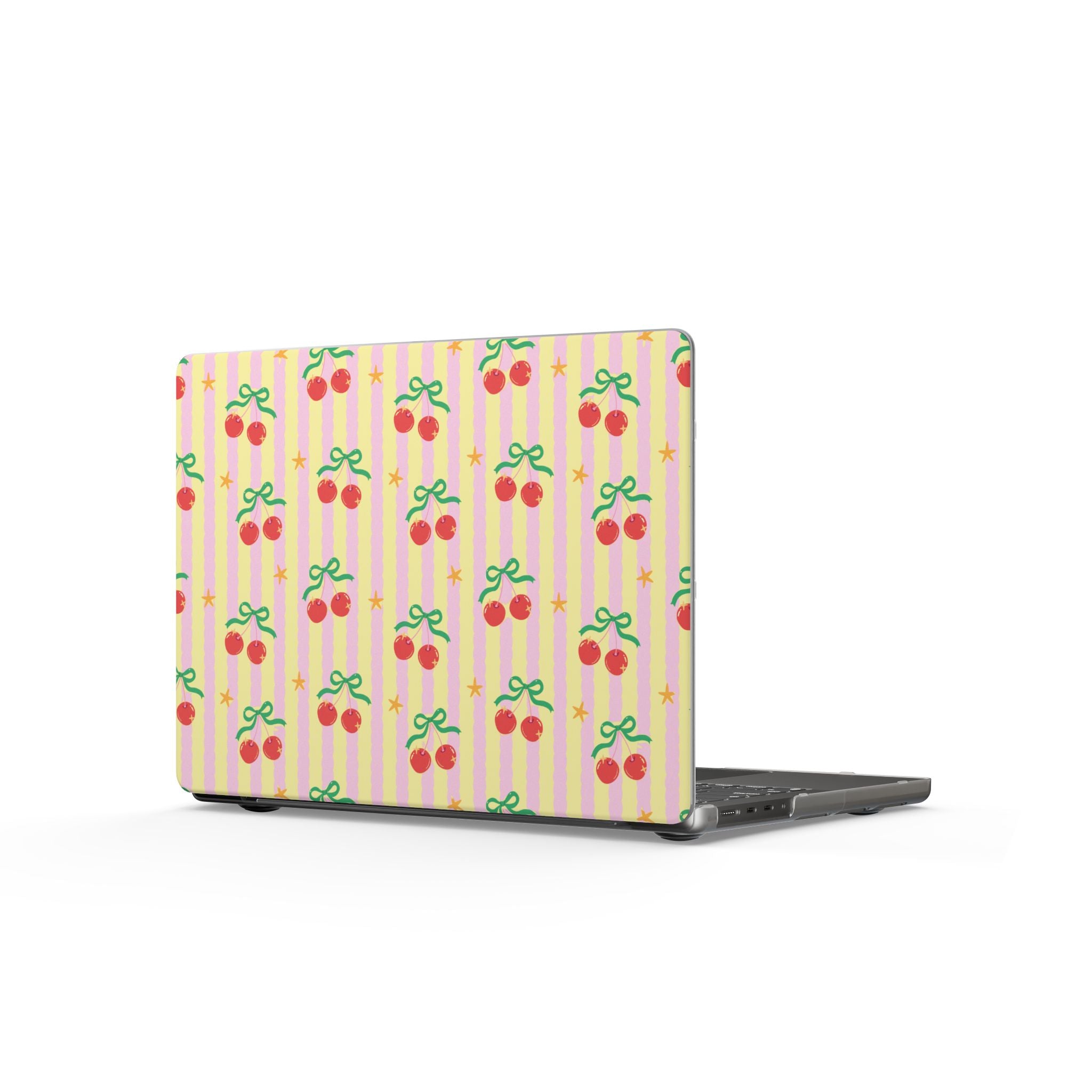 Cherry Ribbon | Pastel Cherry Stripe Laptop Sleeve