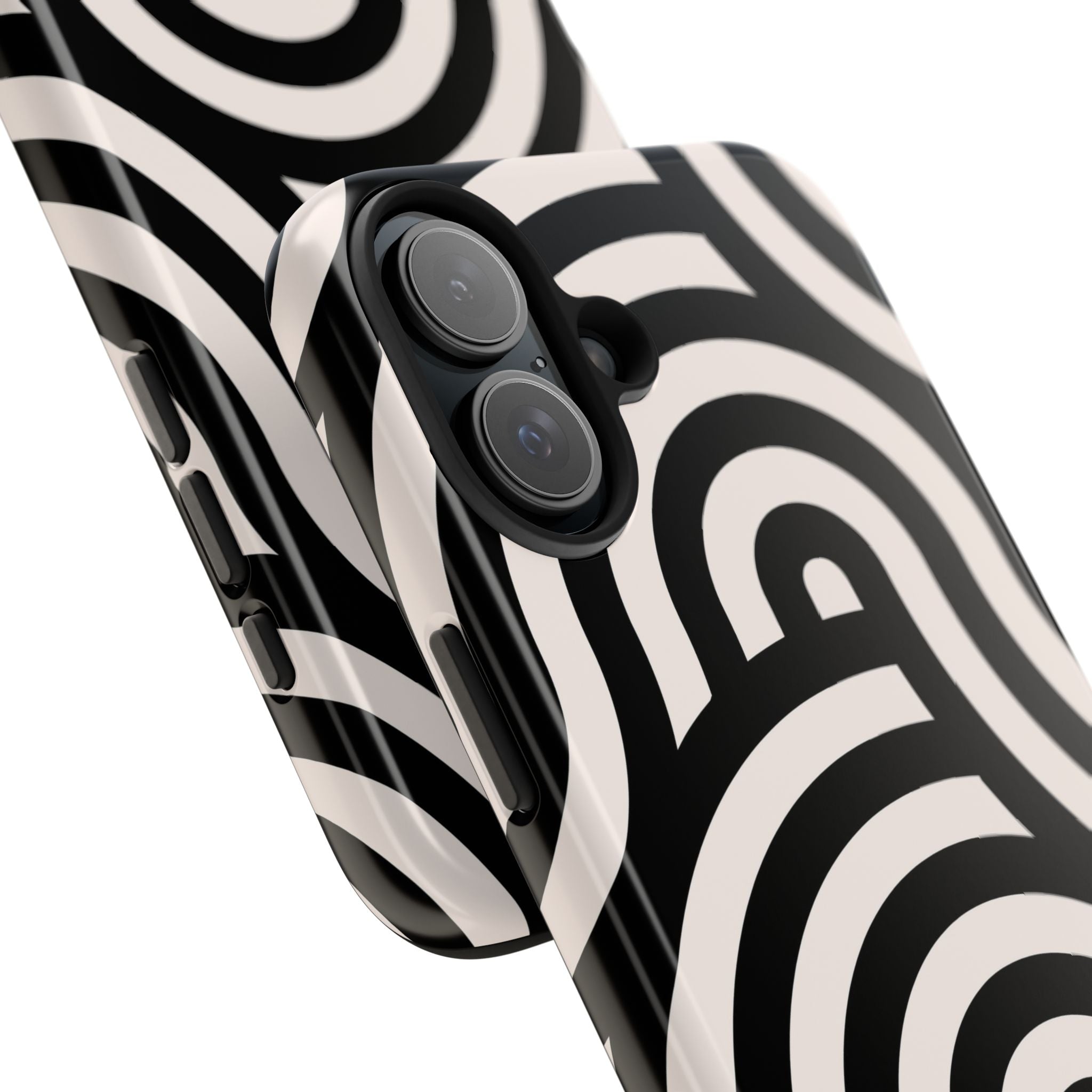 Noir Wave | Black & Cream Retro Curve Phone Case