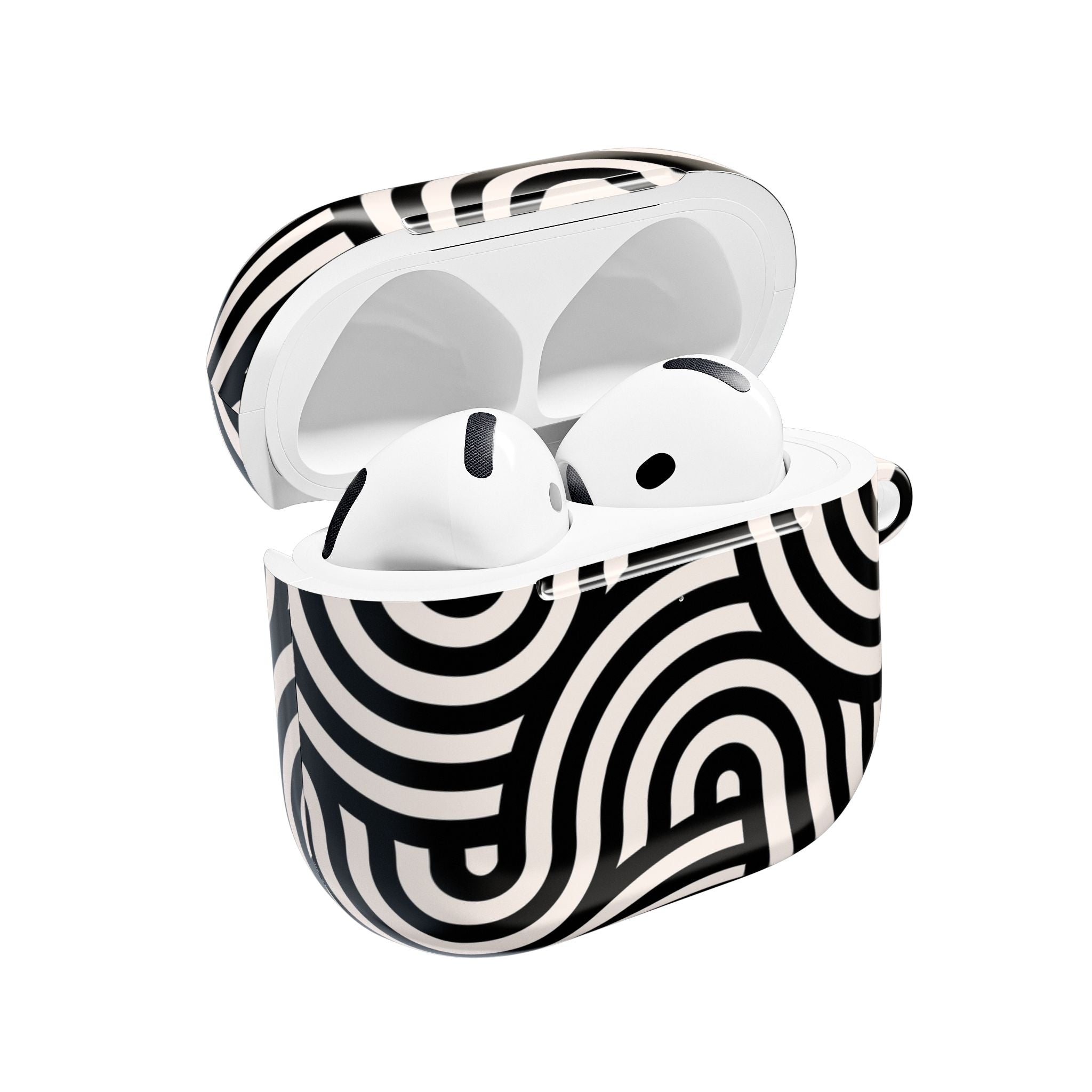 Noir Wave | Black & Cream Retro Curve AirPods Case