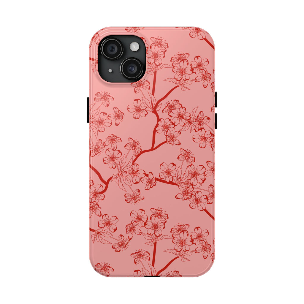 Maroon & Blush Striped Tough Phone Case — Durable Protective iPhone Cover