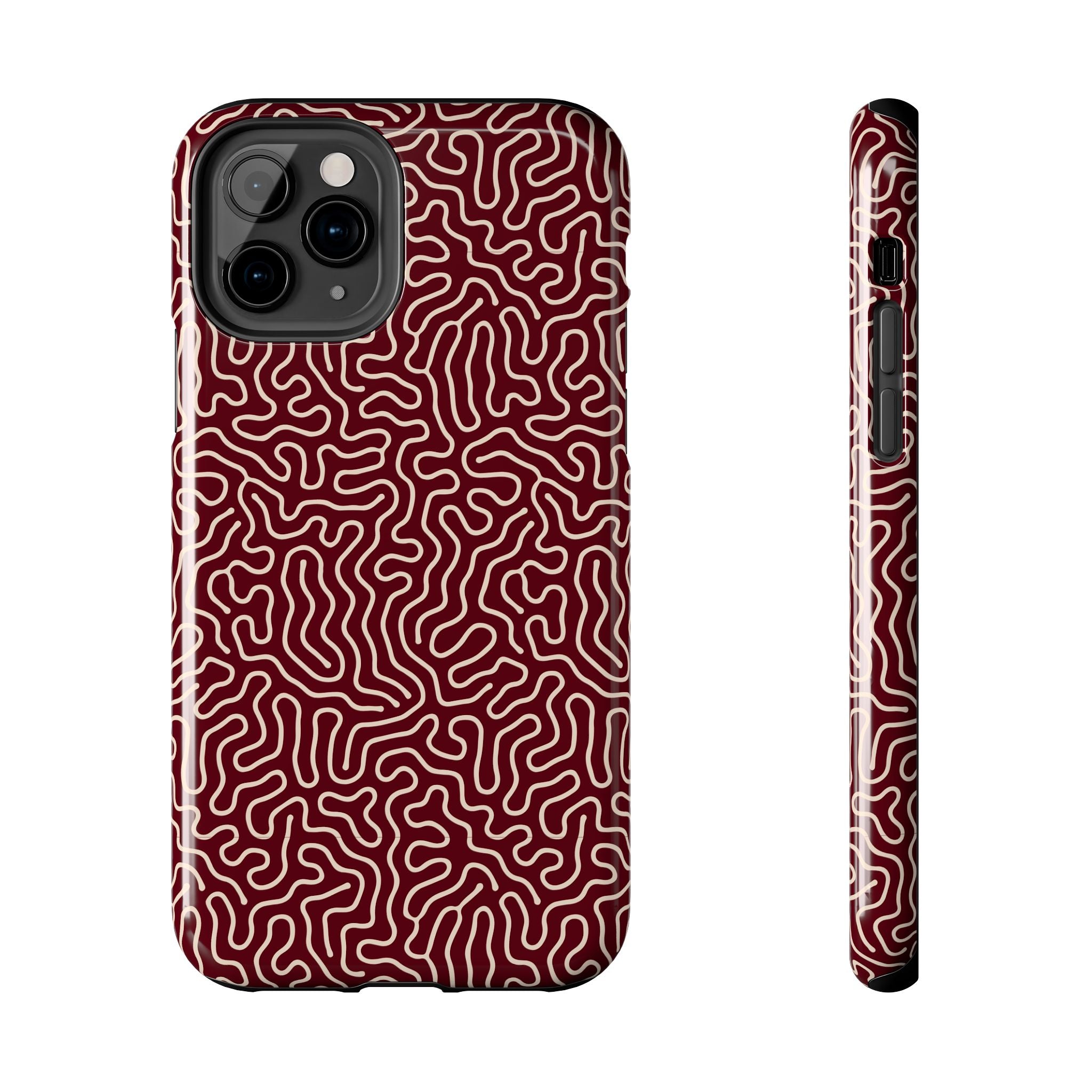 Crimson Reverie | Burgundy Abstract Line Phone Case