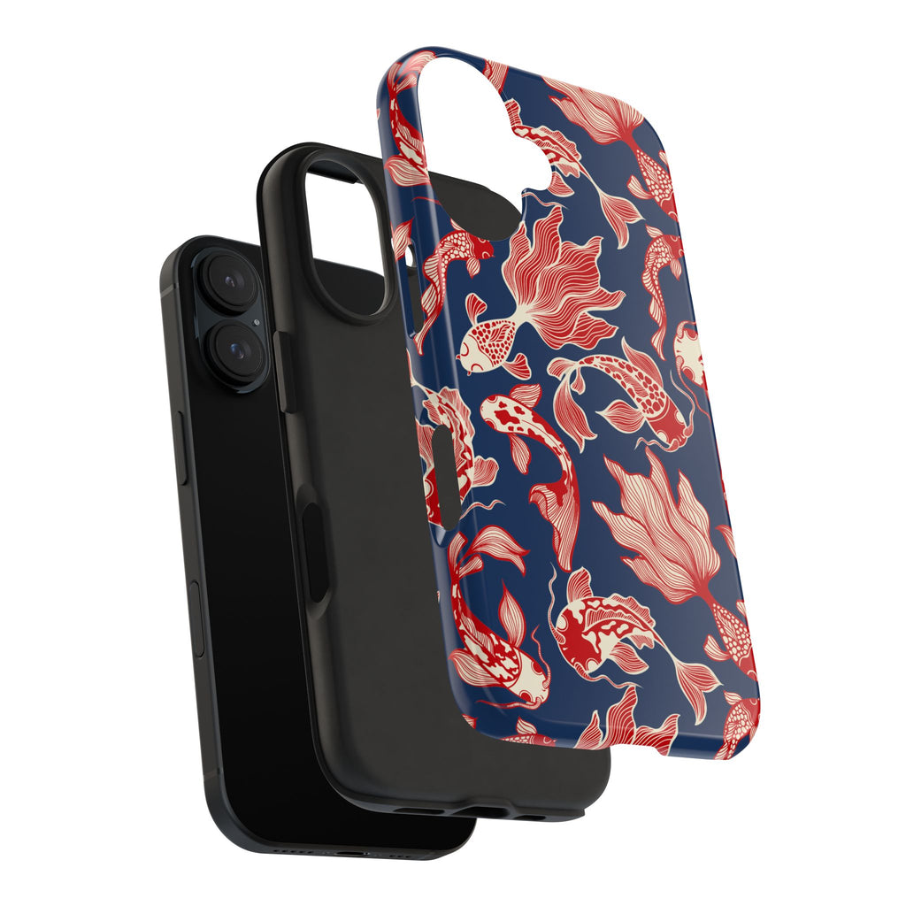 Maroon & Blush Striped Tough Phone Case — Durable Protective iPhone Cover