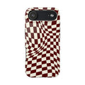 Crimson Warp | Burgundy Distorted Checker Tough  Phone Case