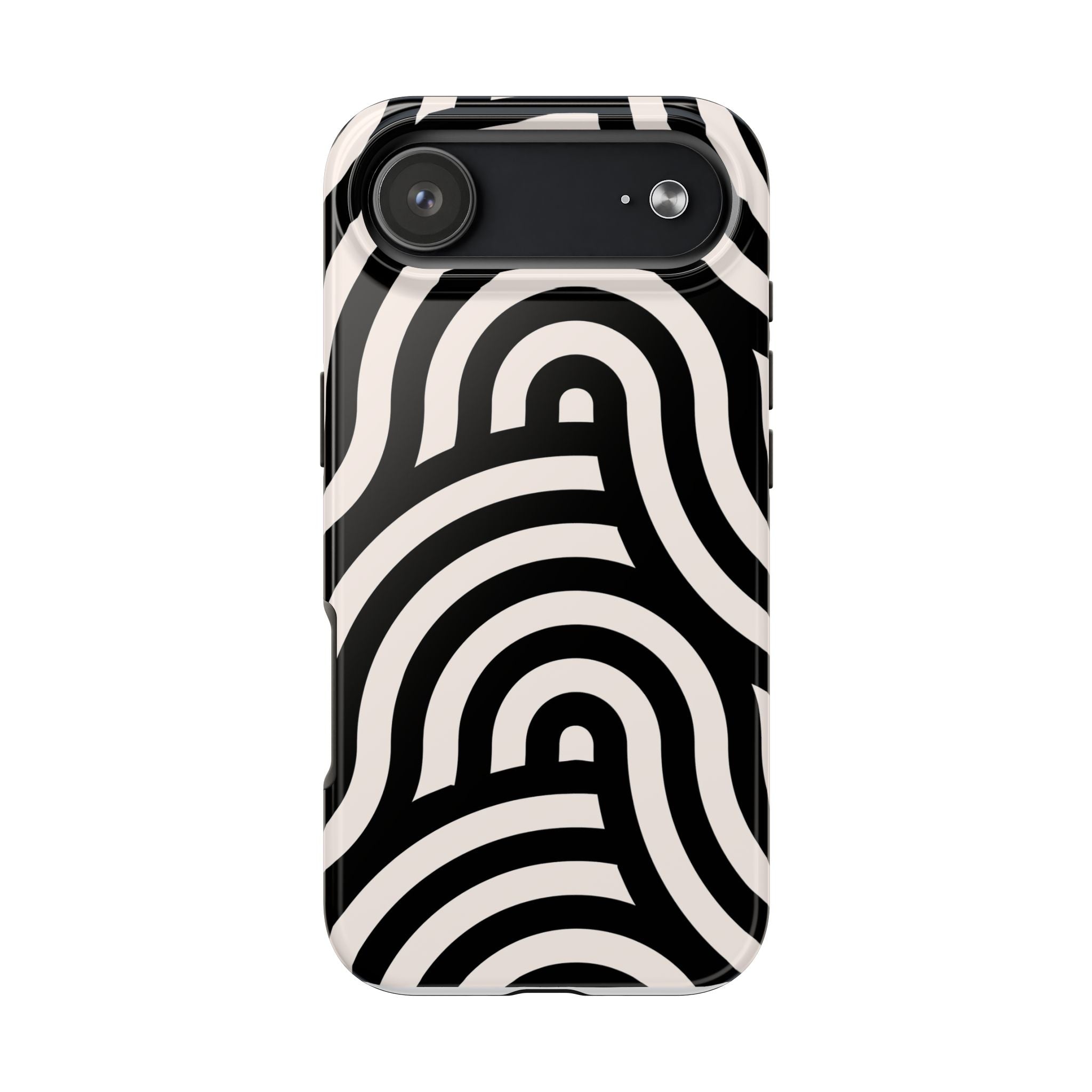 Noir Wave | Black & Cream Retro Curve Phone Case