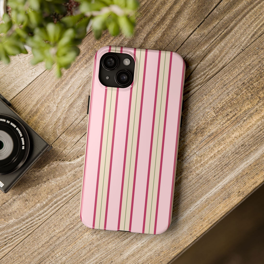 Blush Column | Pink & Burgundy Stripe Tough Phone Case