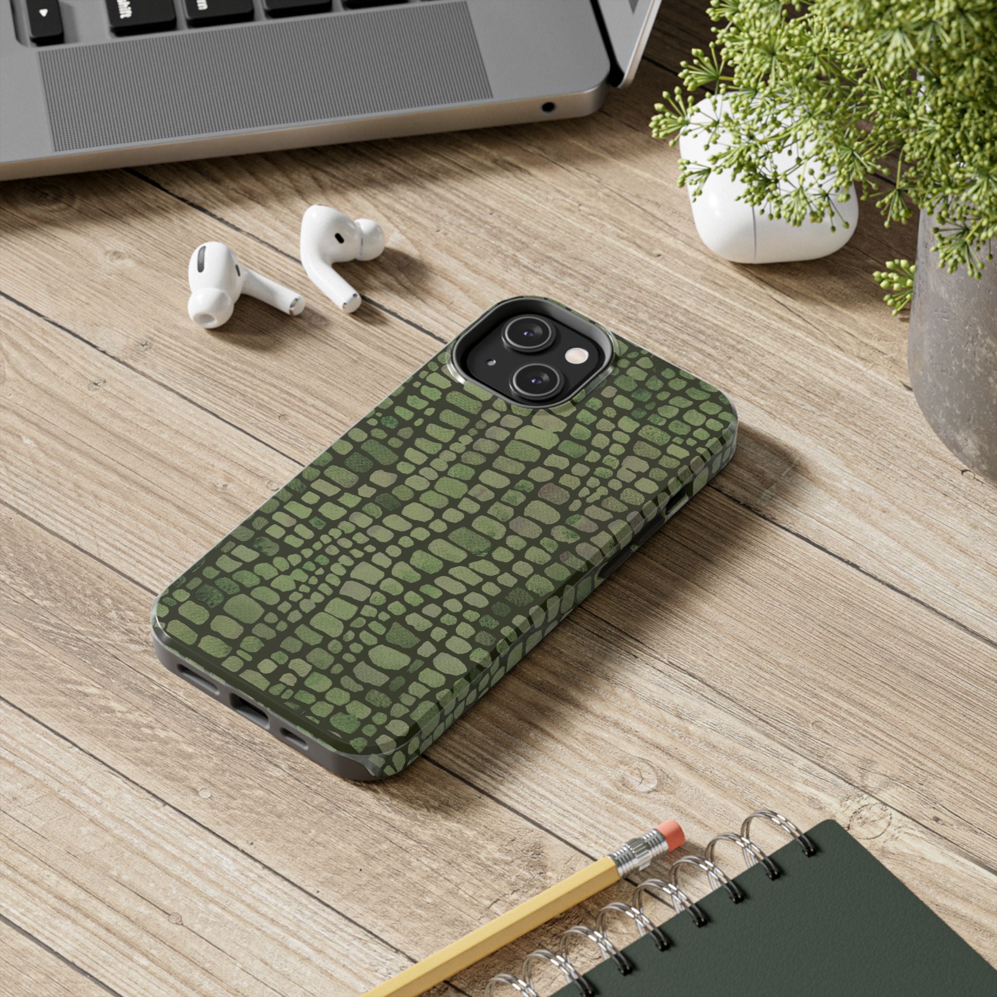 Olive Emboss | Olive & Sage Snakeskin Print Phone Case