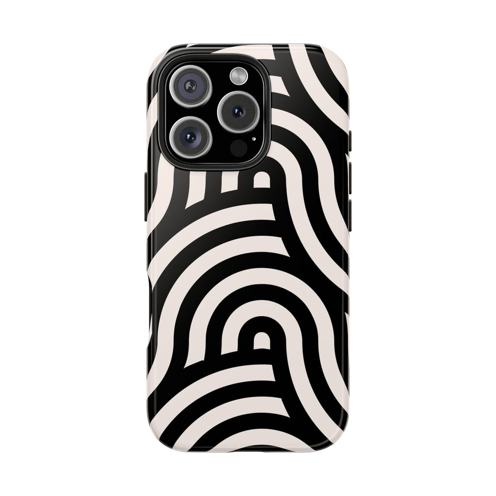 Noir Wave | Black & Cream Retro Curve Phone Case