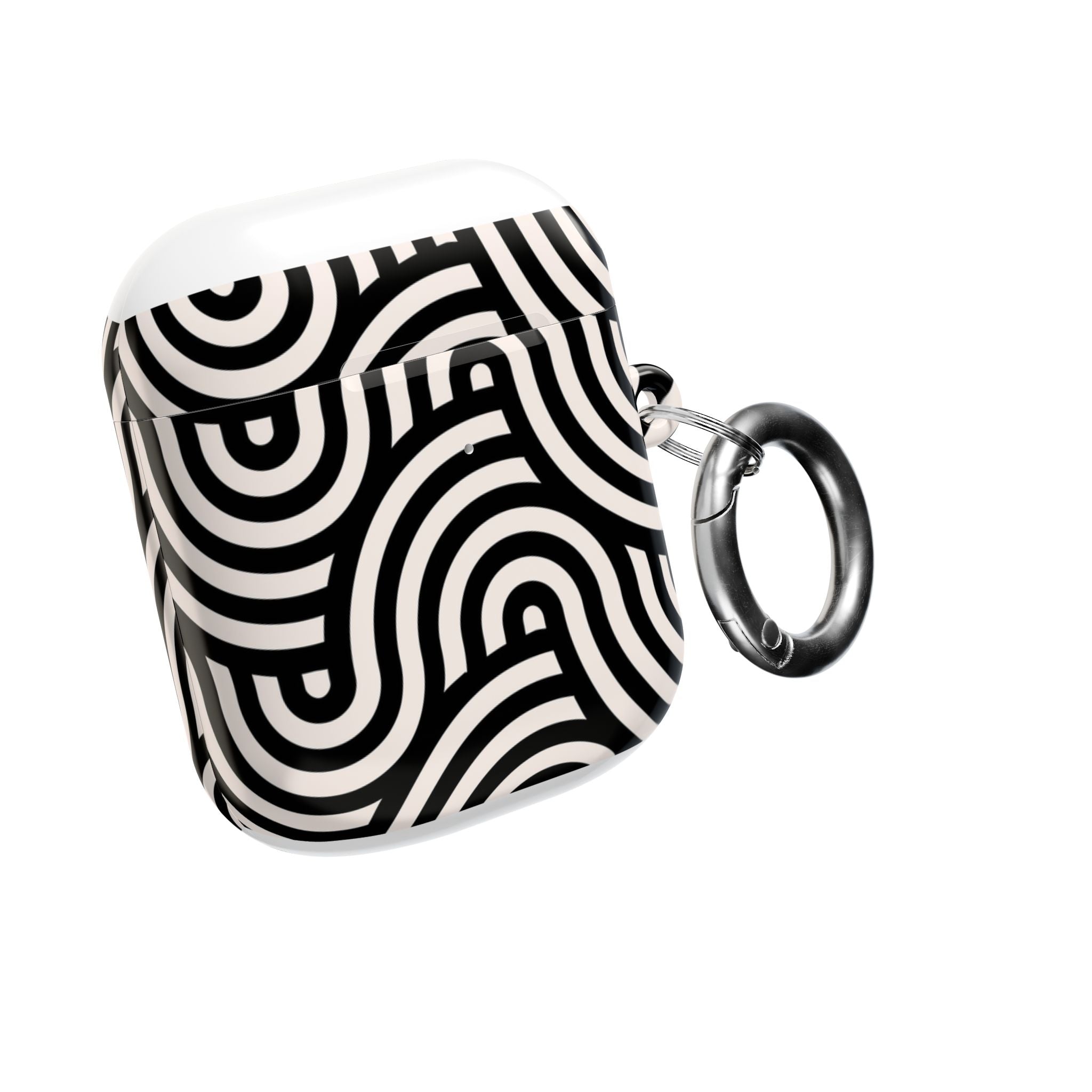Noir Wave | Black & Cream Retro Curve AirPods Case