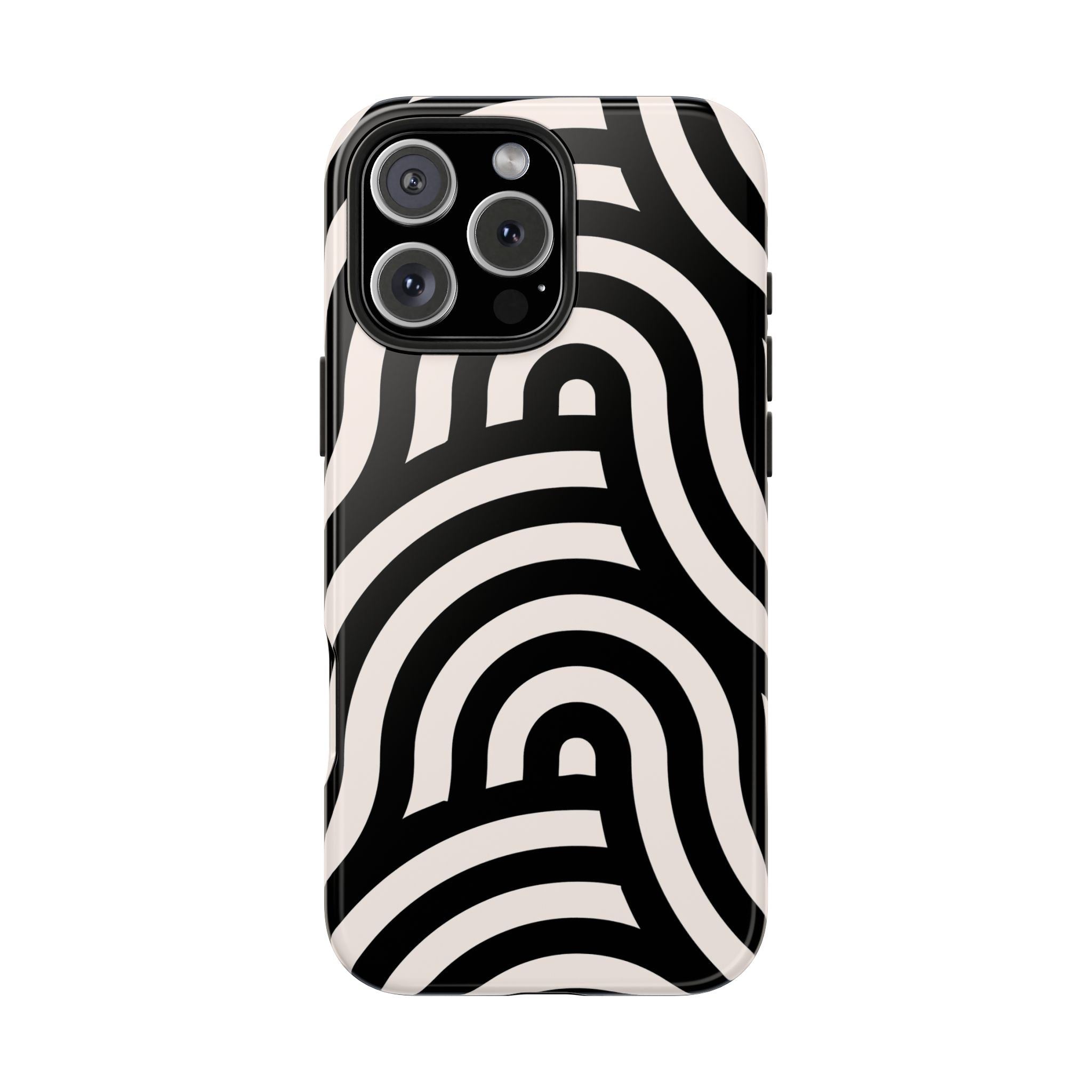 Noir Wave | Black & Cream Retro Curve Phone Case