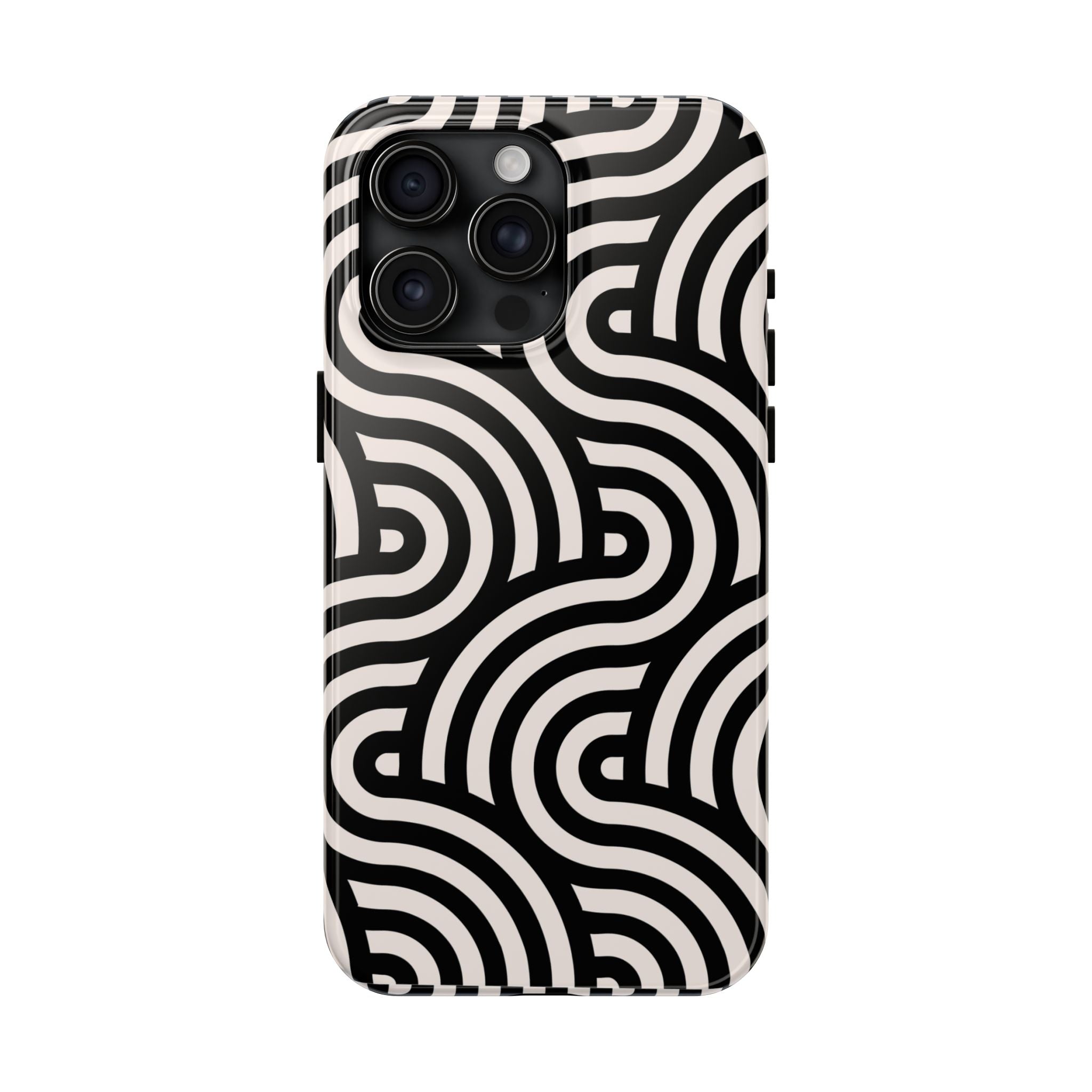 Maroon & Blush Striped Tough Phone Case — Durable Protective iPhone Cover