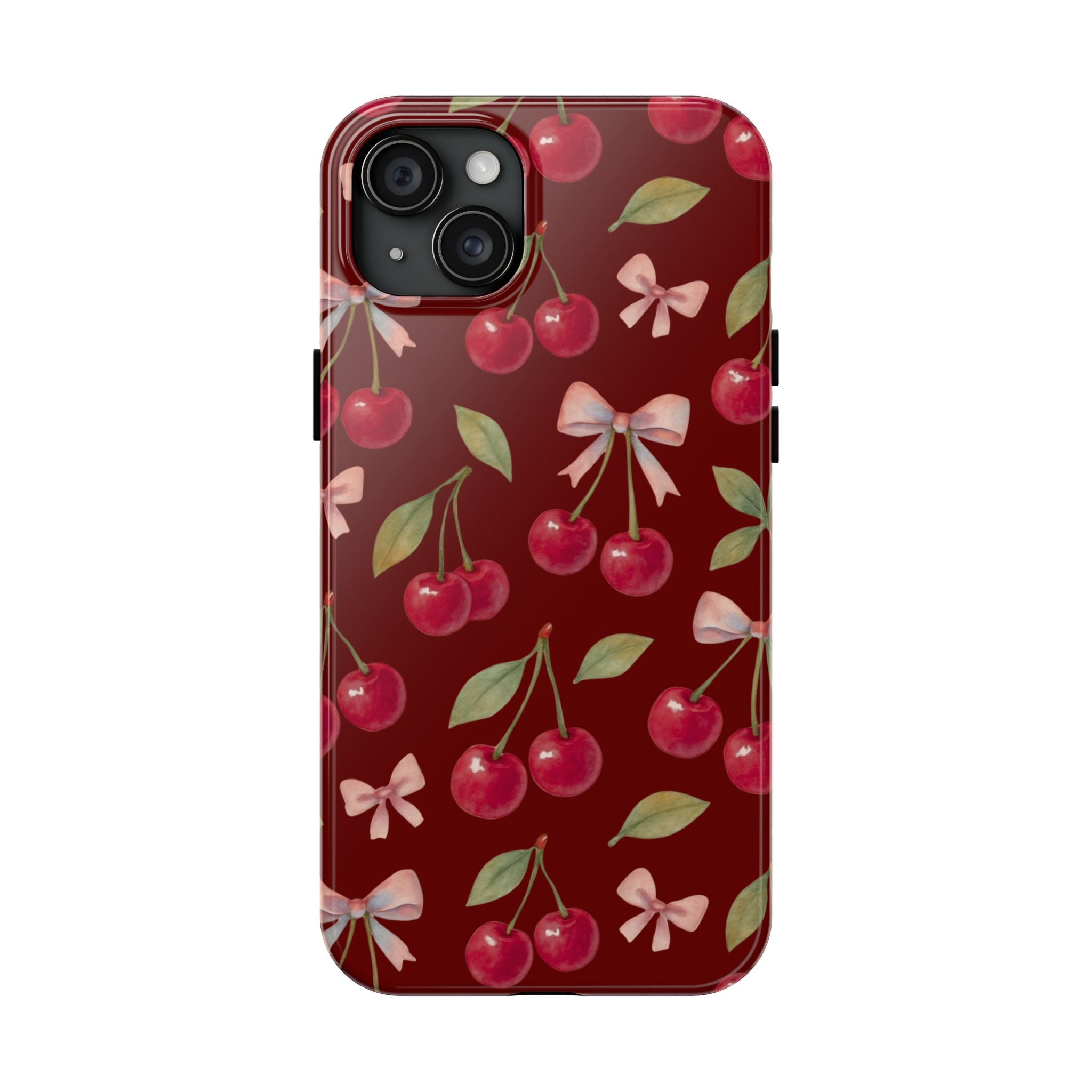 Cherry Kiss | Cherry Bow Print Tough Phone Case