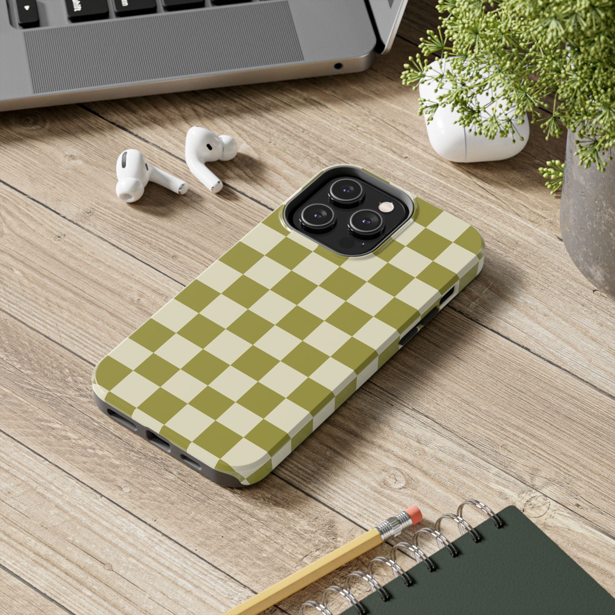 Maroon & Blush Striped Tough Phone Case — Durable Protective iPhone Cover