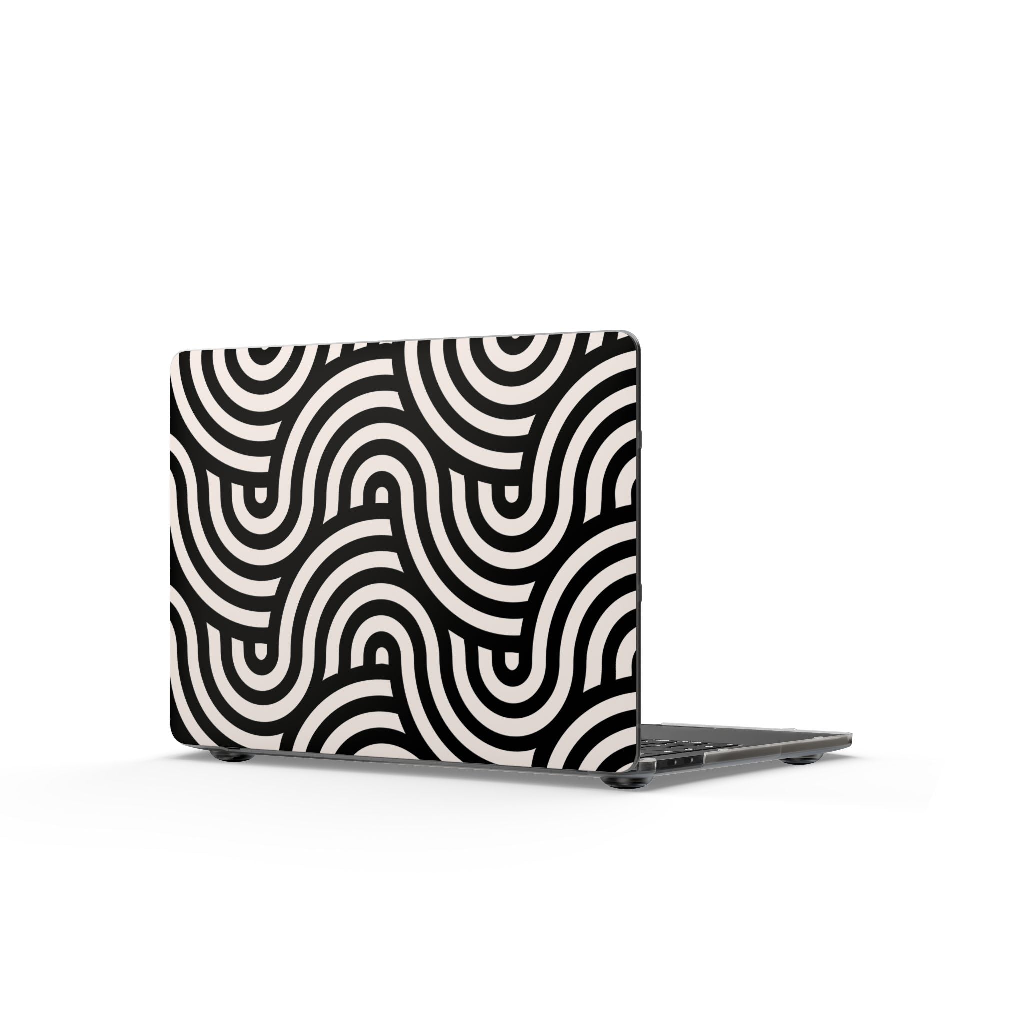 Noir Wave | Black & Cream Retro Curve Laptop Sleeve