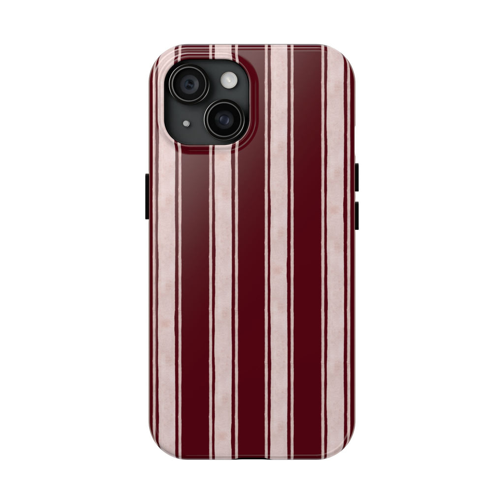 Tailored Line | Burgundy Fine Stripe Phone Case