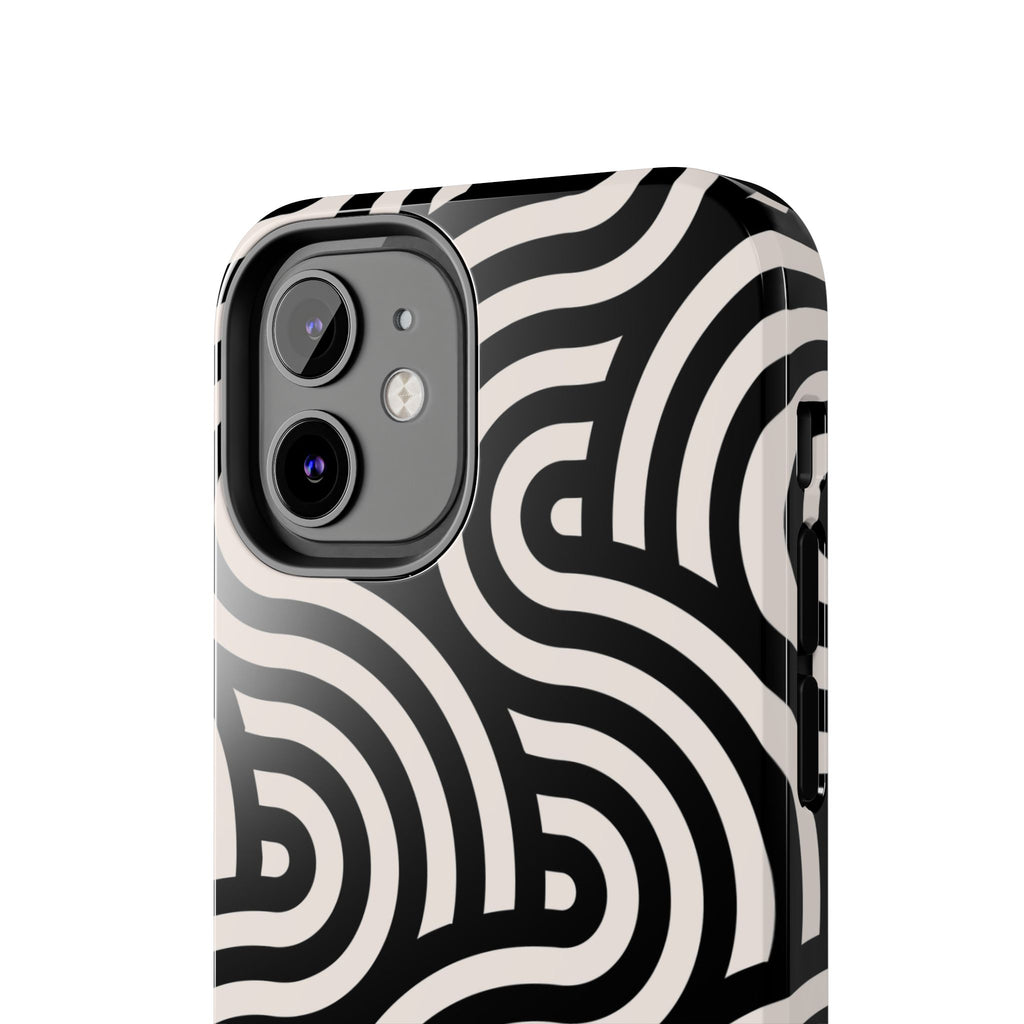 Maroon & Blush Striped Tough Phone Case — Durable Protective iPhone Cover