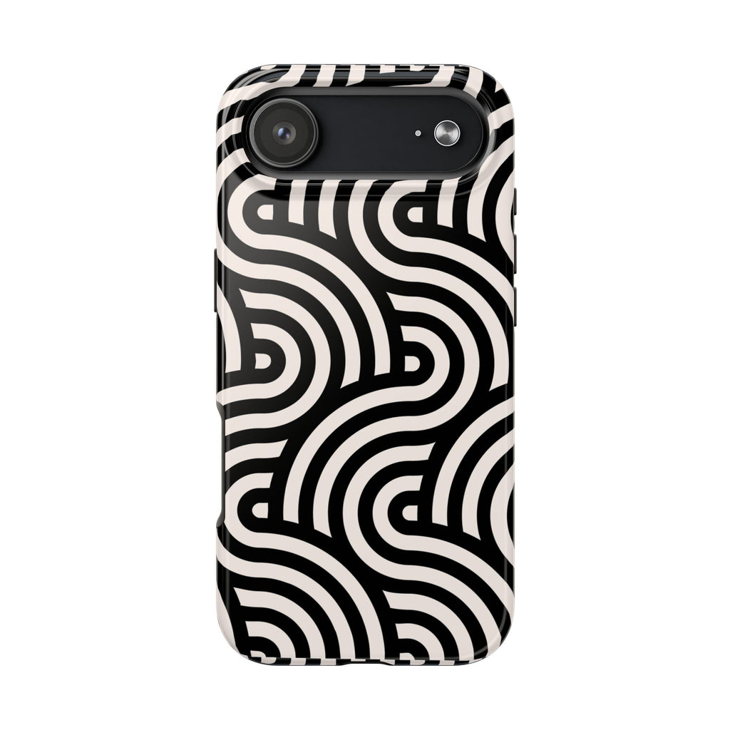Maroon & Blush Striped Tough Phone Case — Durable Protective iPhone Cover