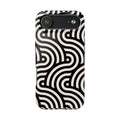 Maroon & Blush Striped Tough Phone Case — Durable Protective iPhone Cover