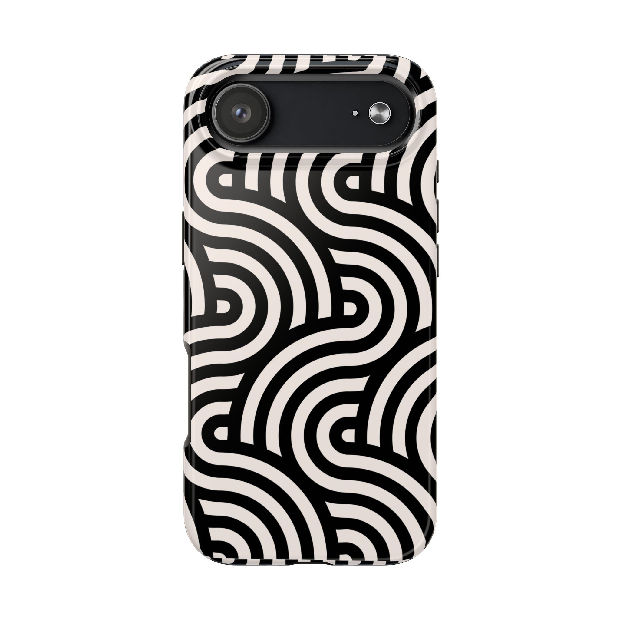 Maroon & Blush Striped Tough Phone Case — Durable Protective iPhone Cover
