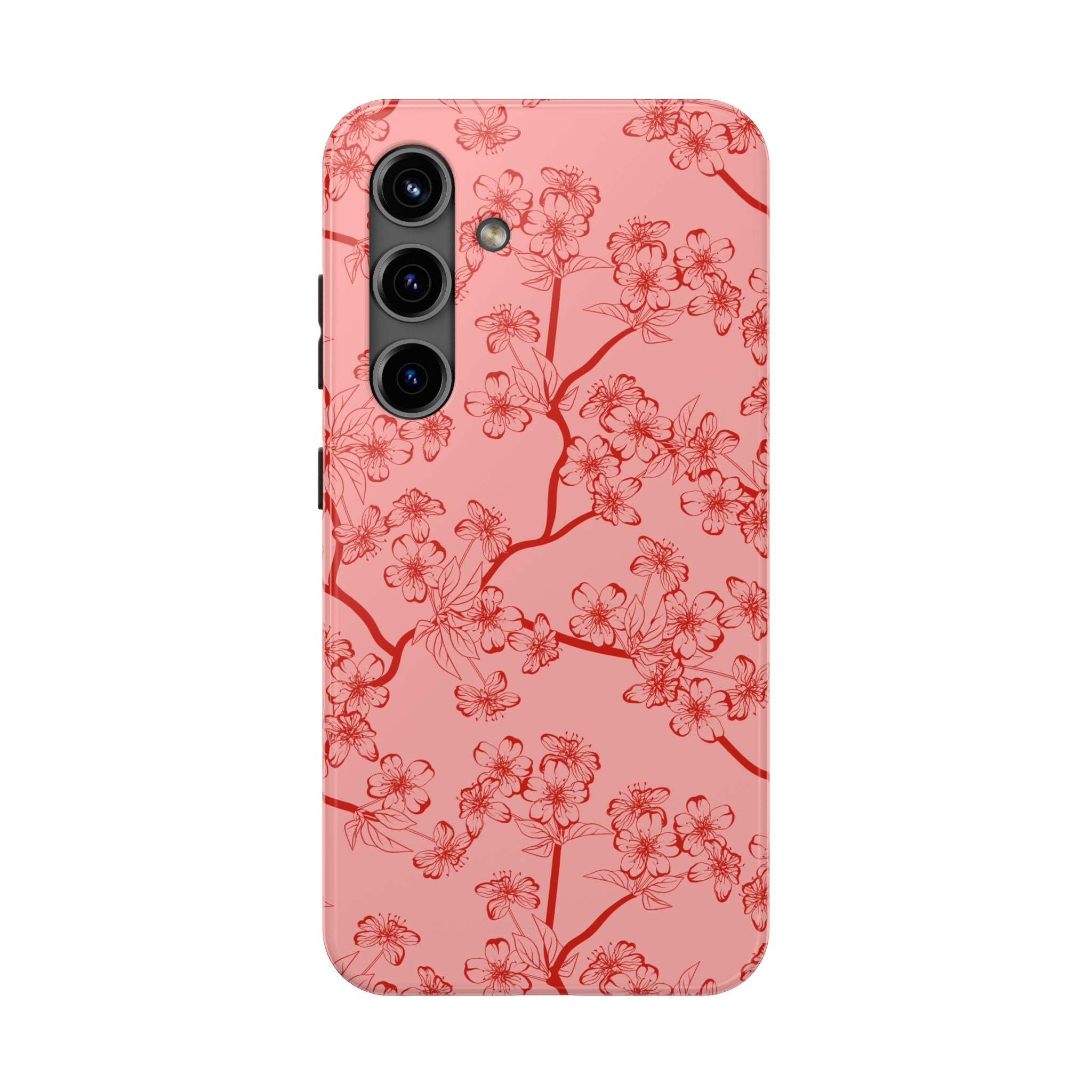 Maroon & Blush Striped Tough Phone Case — Durable Protective iPhone Cover