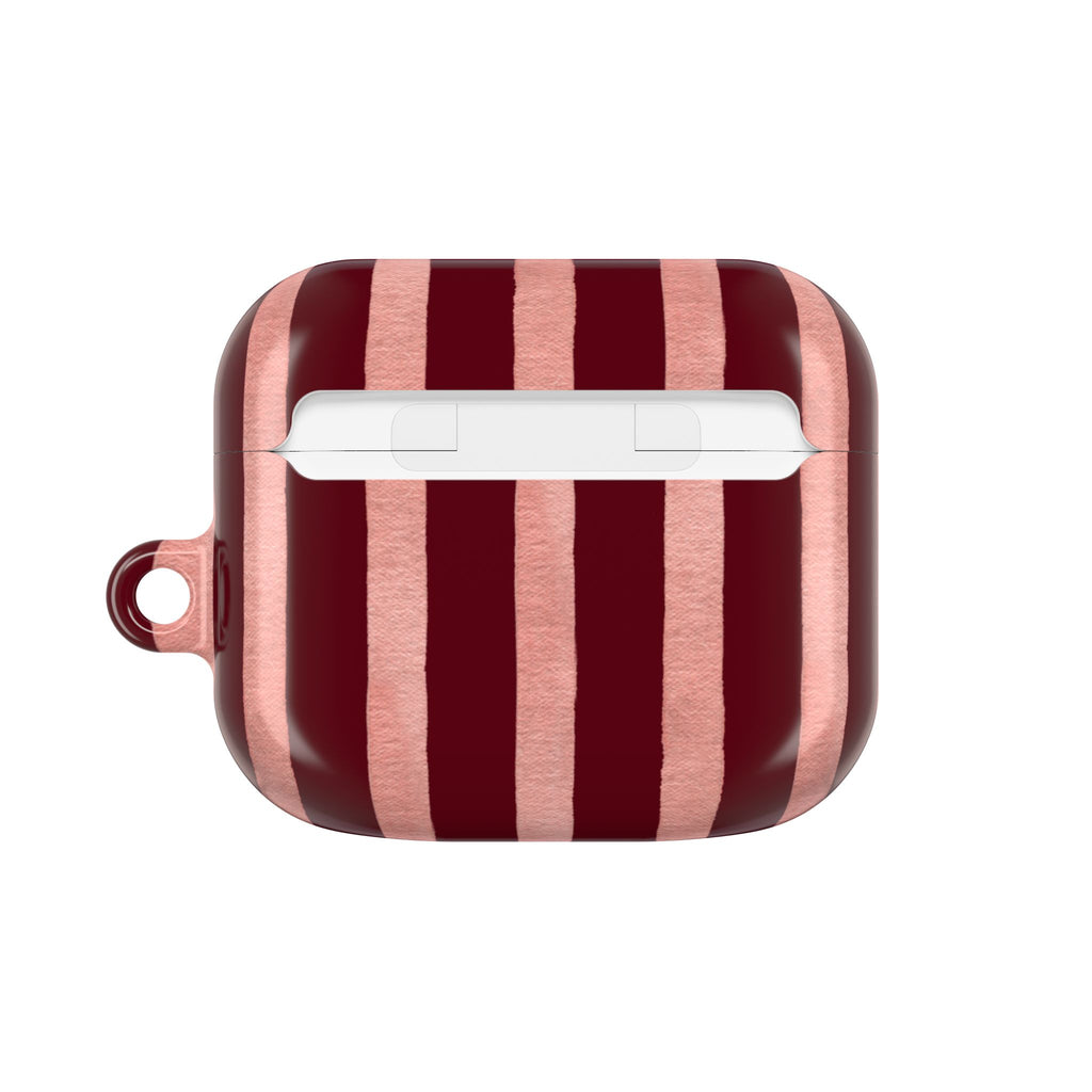 Blush Column | Burgundy & Soft Pink Stripe AirPods Case