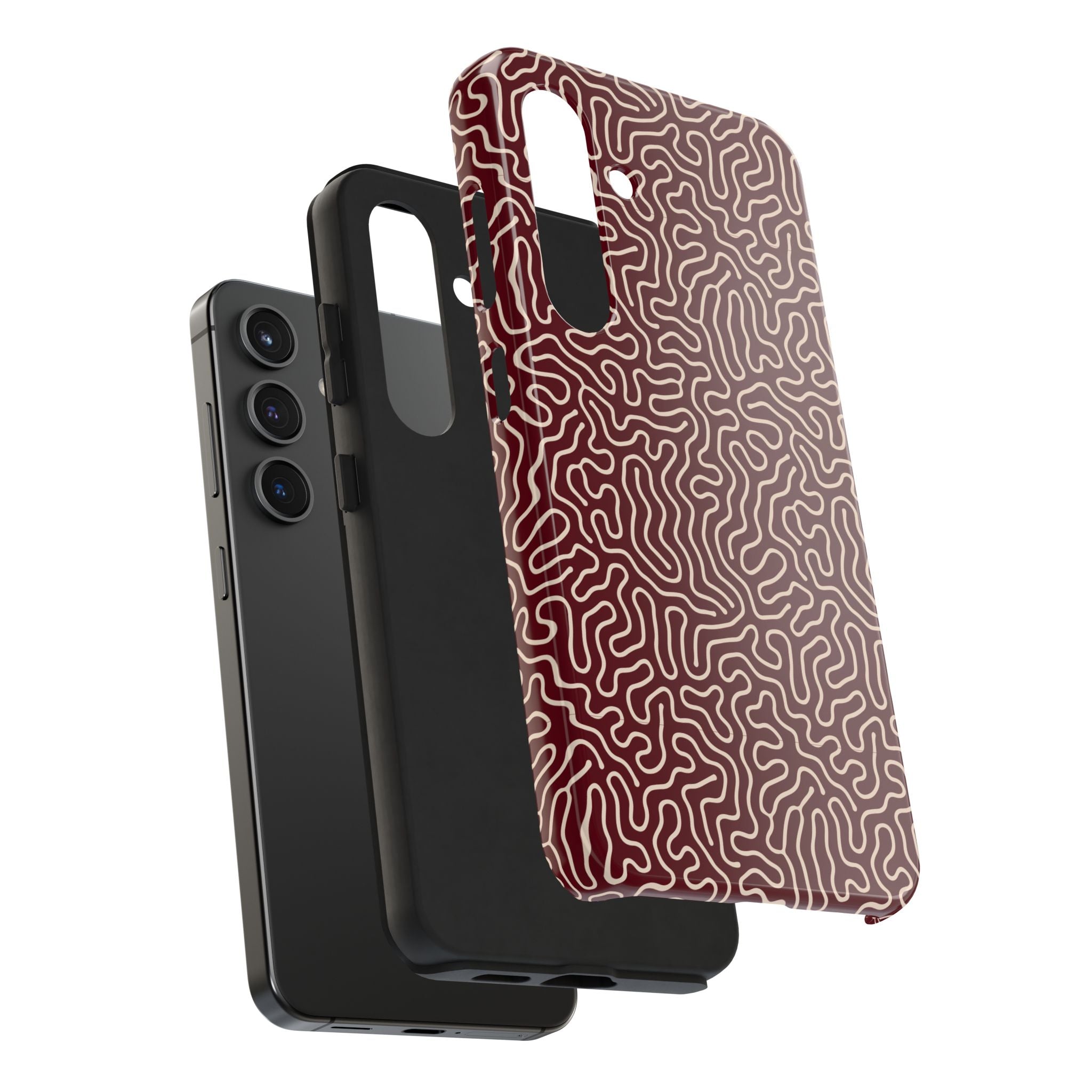 Crimson Reverie | Burgundy Abstract Line Phone Case