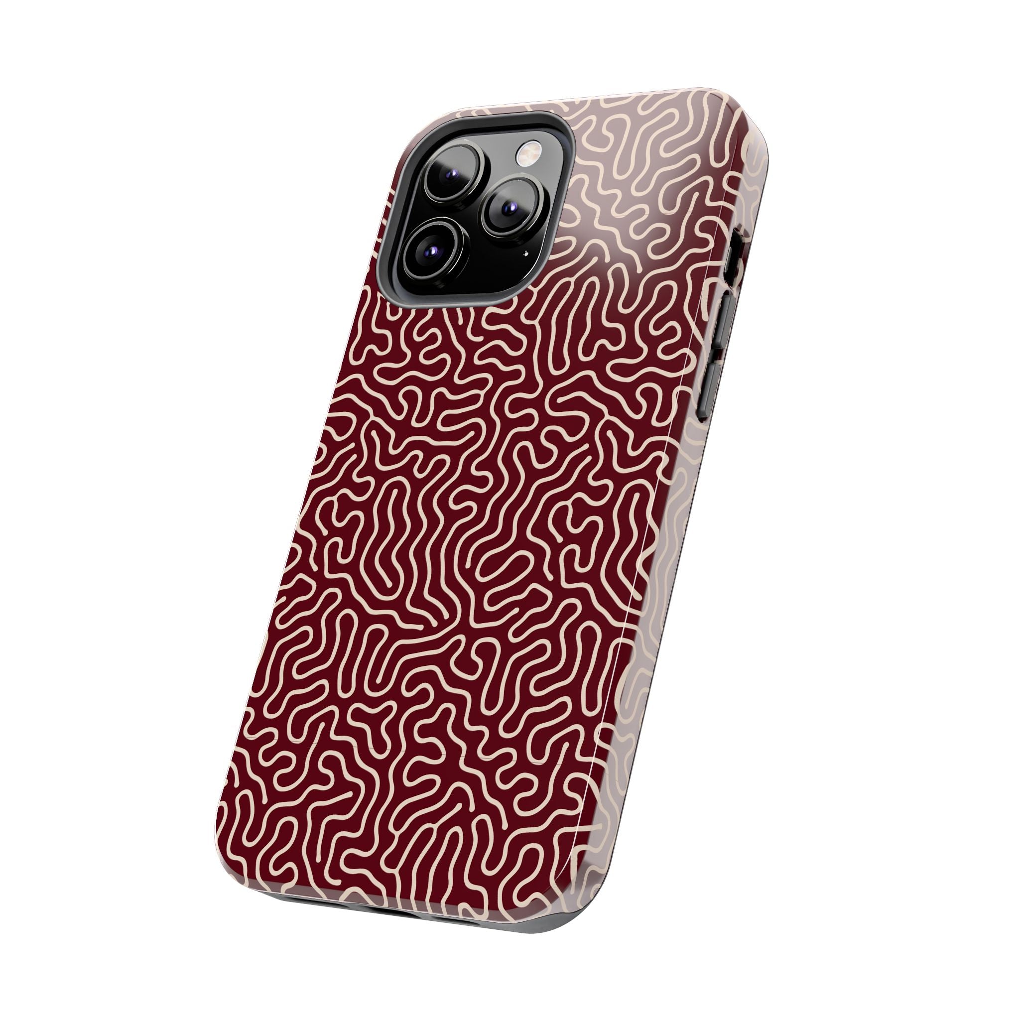 Crimson Reverie | Burgundy Abstract Line Phone Case