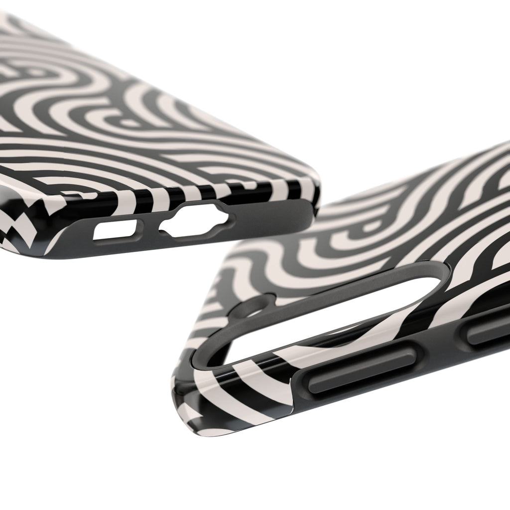 Maroon & Blush Striped Tough Phone Case — Durable Protective iPhone Cover