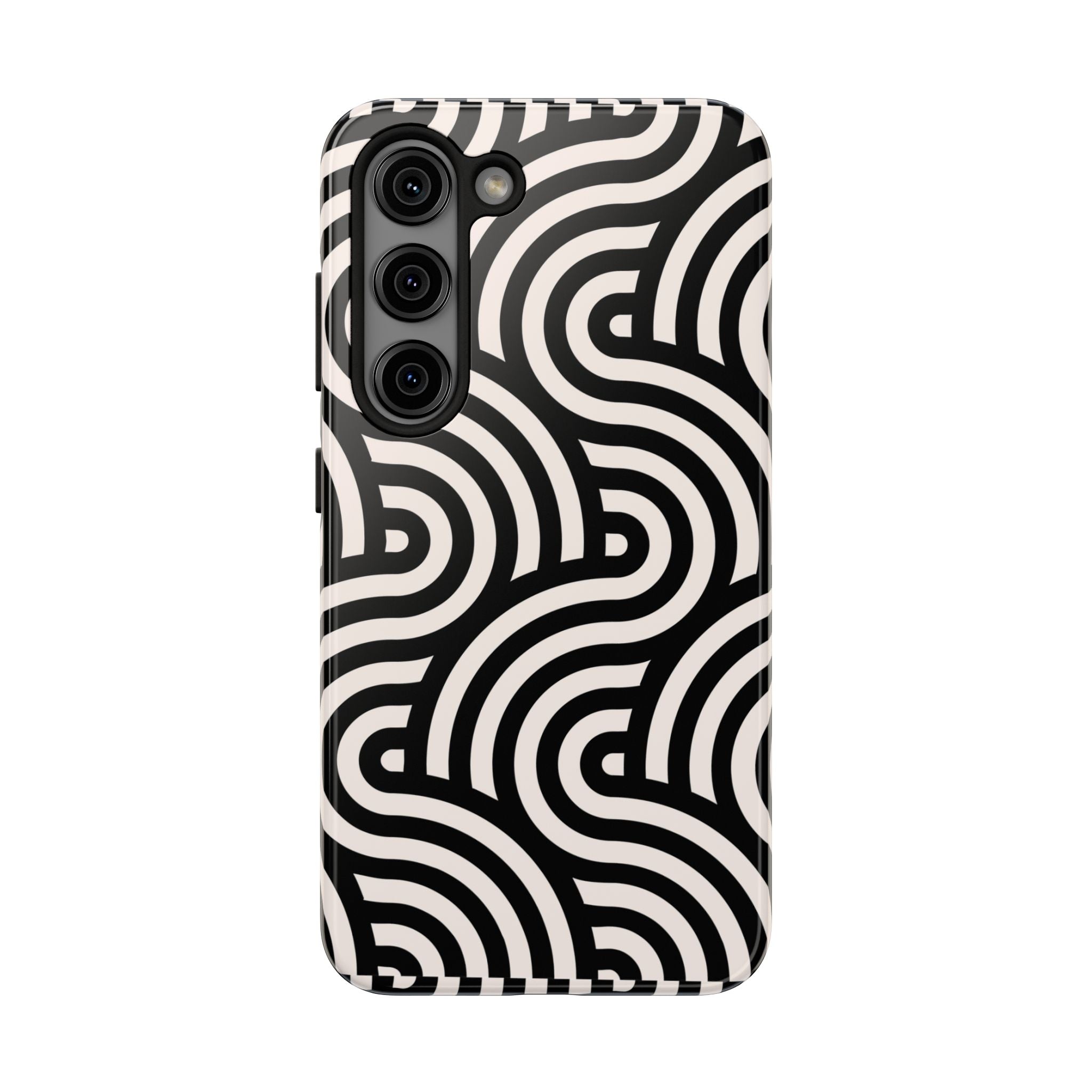 Maroon & Blush Striped Tough Phone Case — Durable Protective iPhone Cover