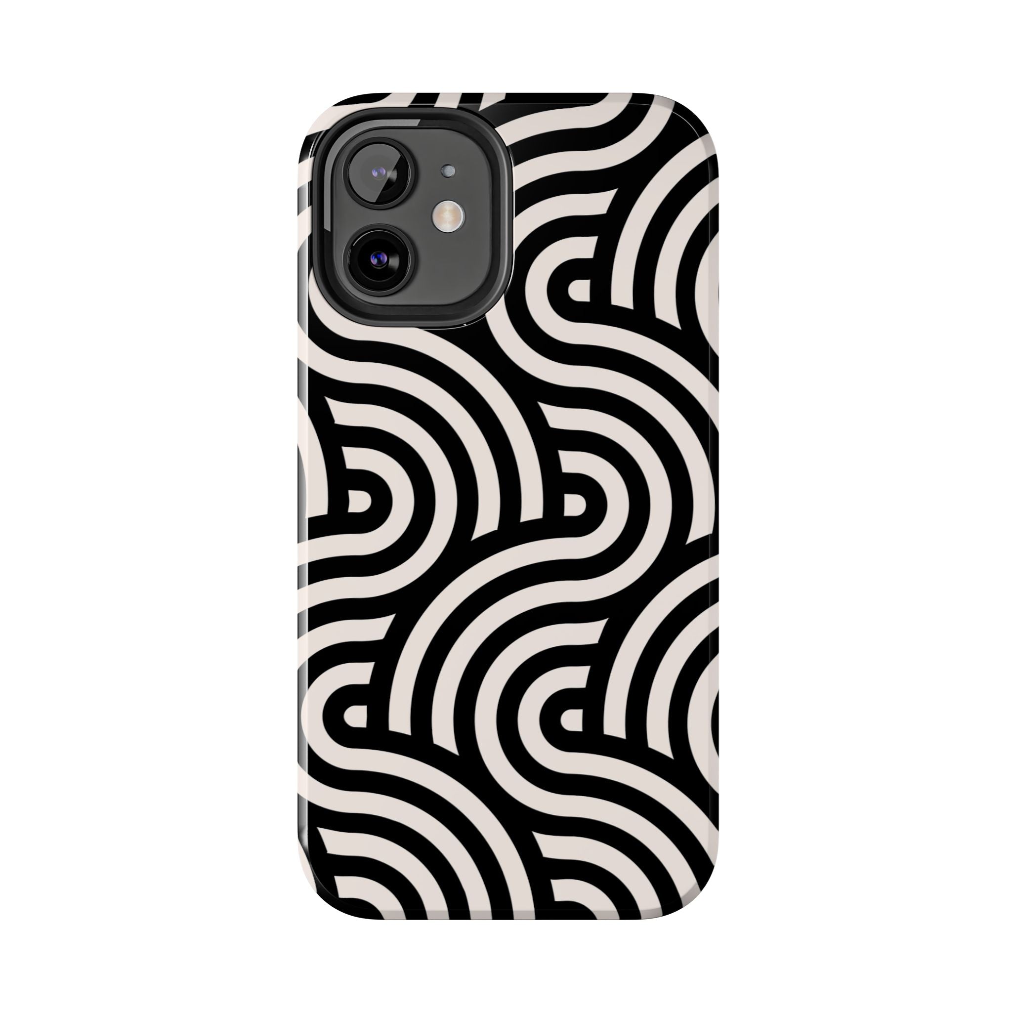 Maroon & Blush Striped Tough Phone Case — Durable Protective iPhone Cover