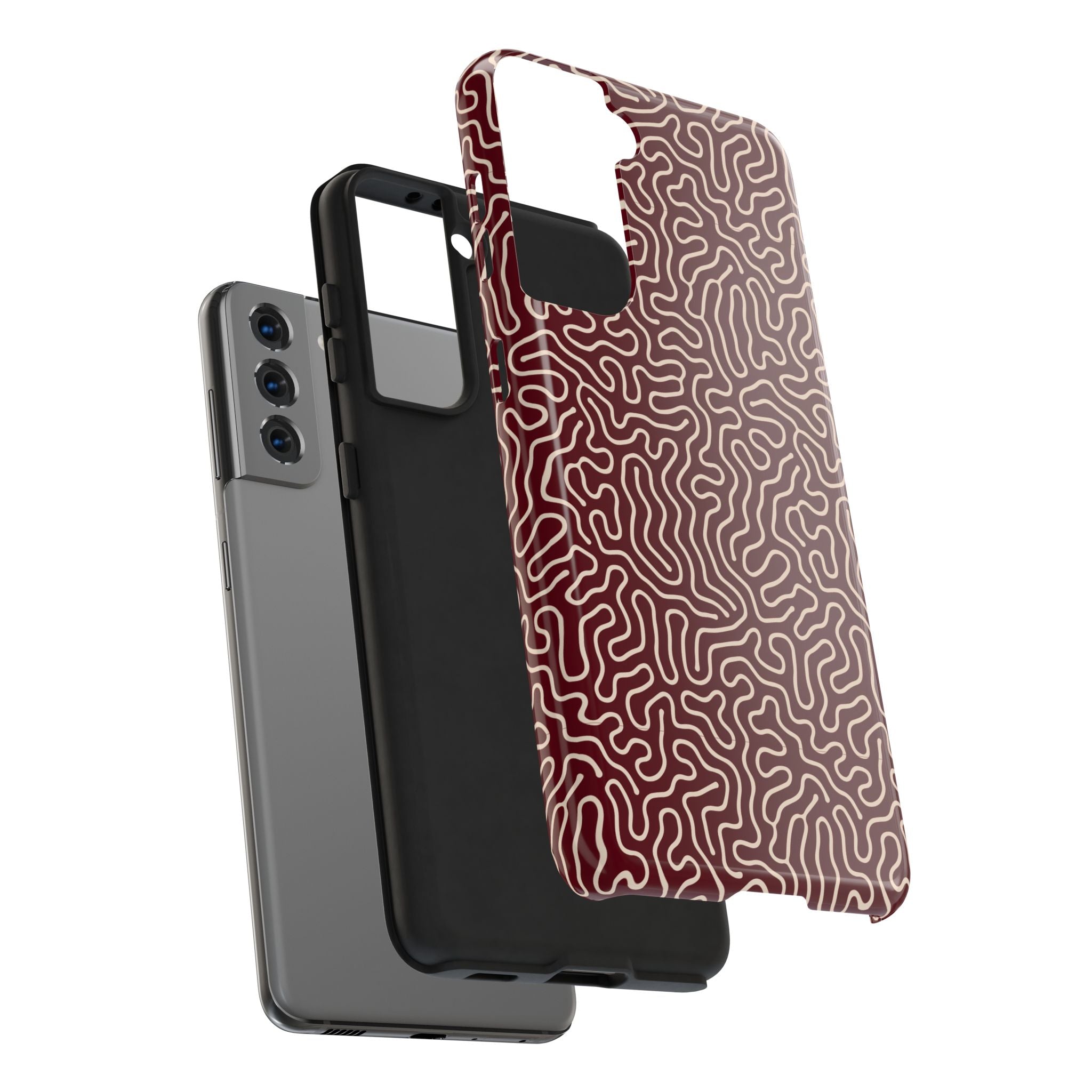 Crimson Reverie | Burgundy Abstract Line Phone Case