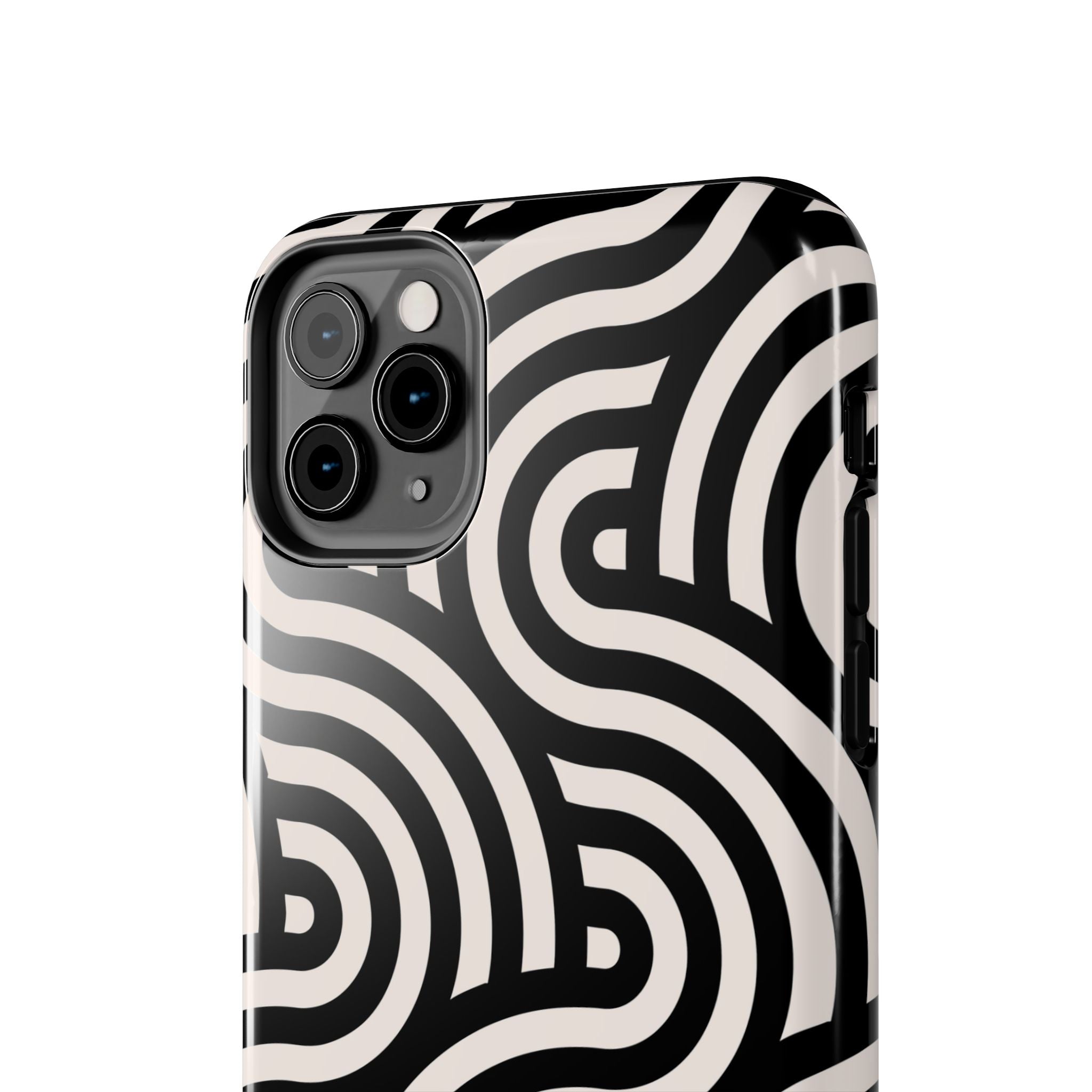 Maroon & Blush Striped Tough Phone Case — Durable Protective iPhone Cover