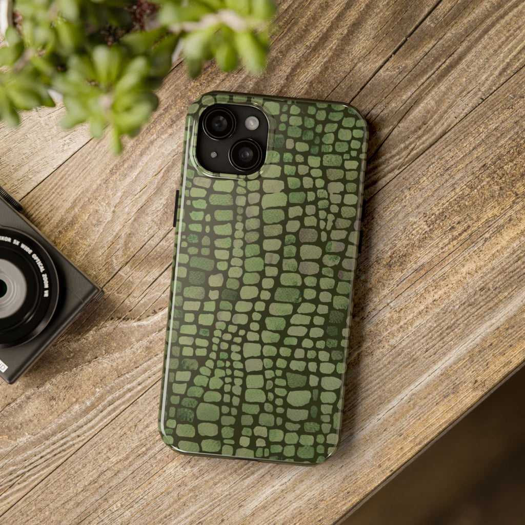 Olive Emboss | Olive & Sage Snakeskin Print Phone Case